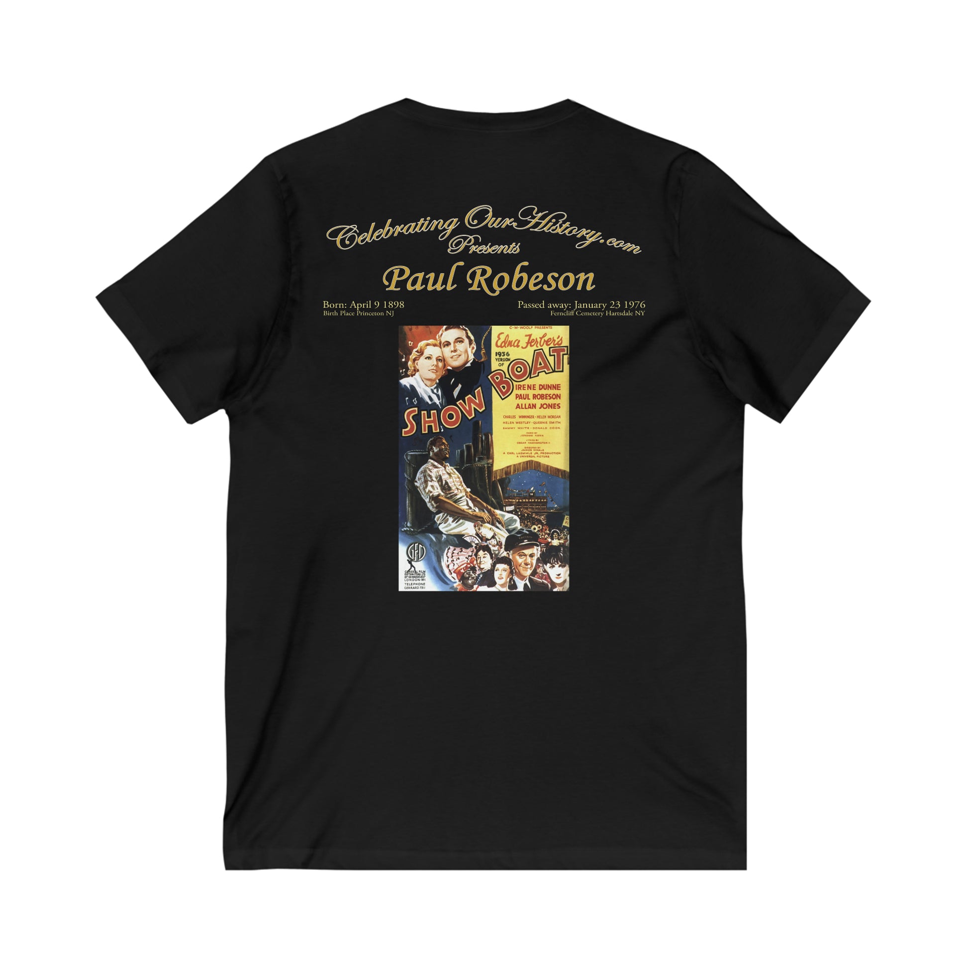 Paul Robeson - Show Boat (1936) - Front and Back Printed Concert Style V-Neck T-Shirt