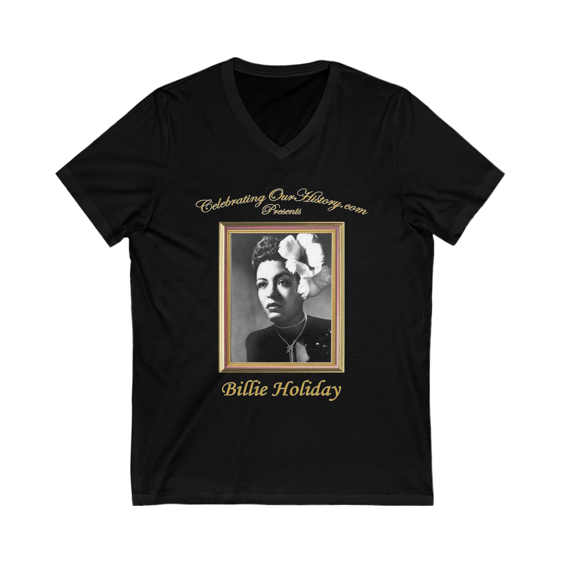 Billie Holiday - Billie Holiday Classics - Front and Back Printed Concert Style V-Neck T-Shirt