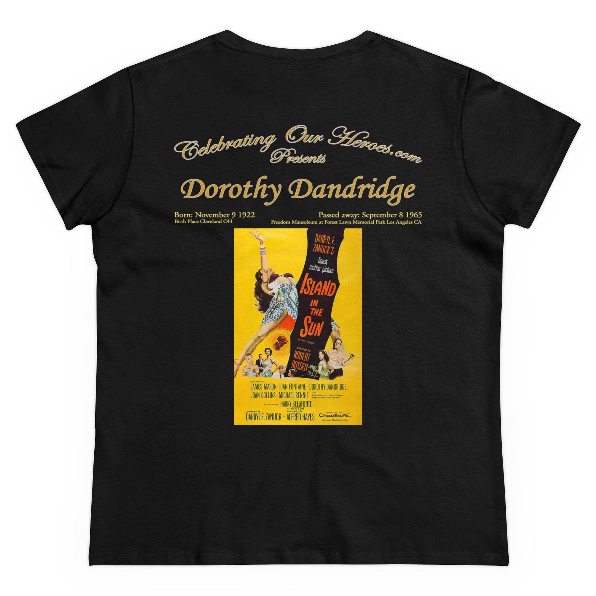 Dorothy Dandridge - Island In The Sun (1957) -  Front and Back Printed Concert Style Women's T-Shirt