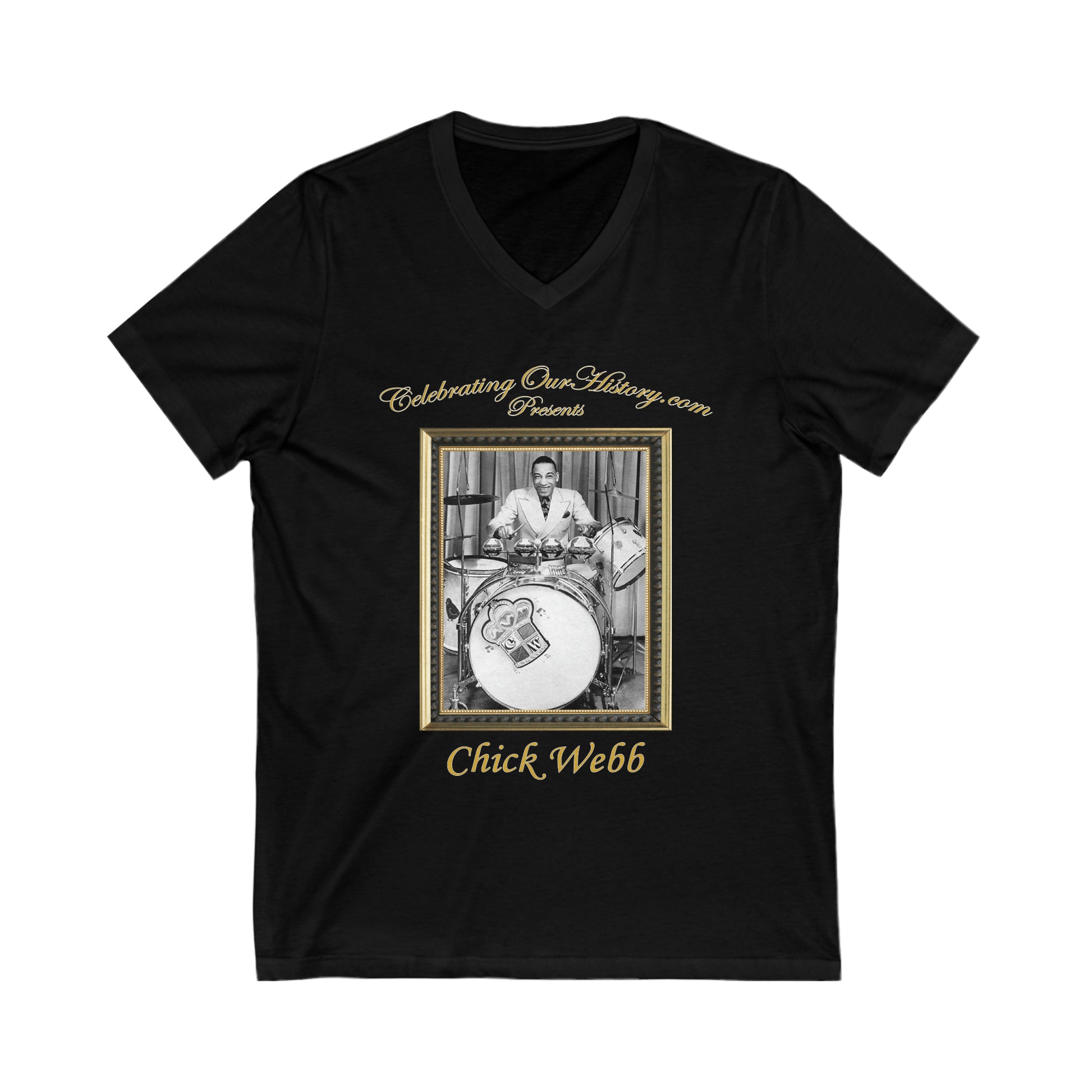 Chick Webb - Celoron Park - Front and Back Printed Concert Style V-Neck T-Shirt