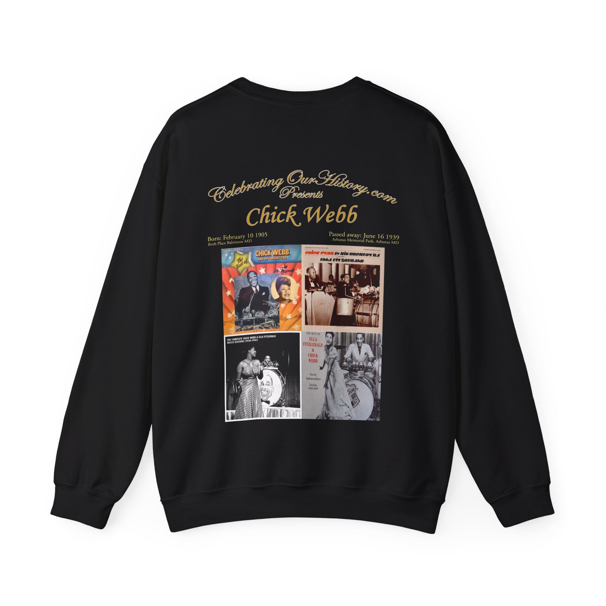Chick Webb - Four Records -  Front and Back Printed Concert Style Sweatshirt
