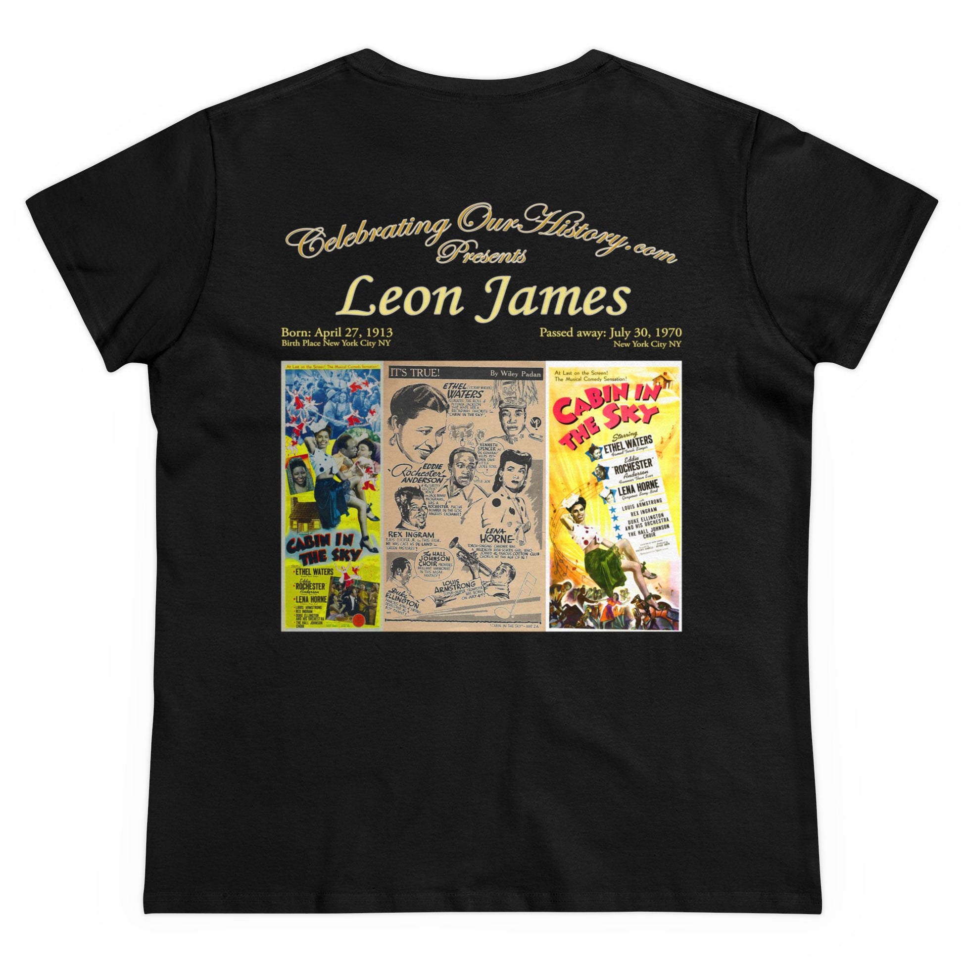 Leon James - Cabin in the Sky (1943) -  Front and Back Printed Concert Style Women's T-Shirt