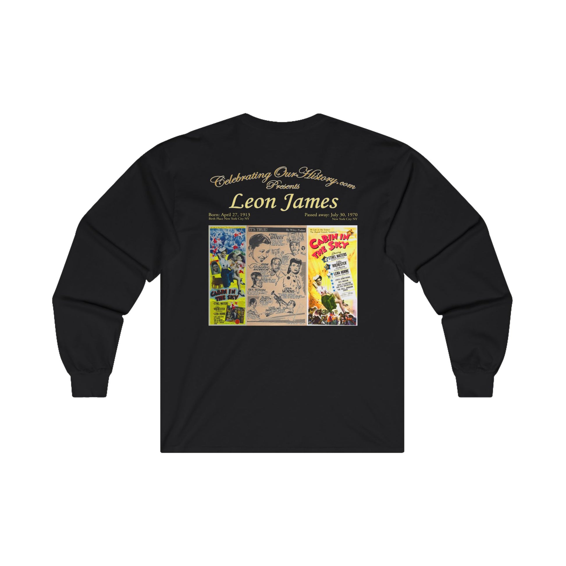 Leon James - Cabin in the Sky (1943) - Front and Back Printed Concert Style Long Sleeve T-Shirt