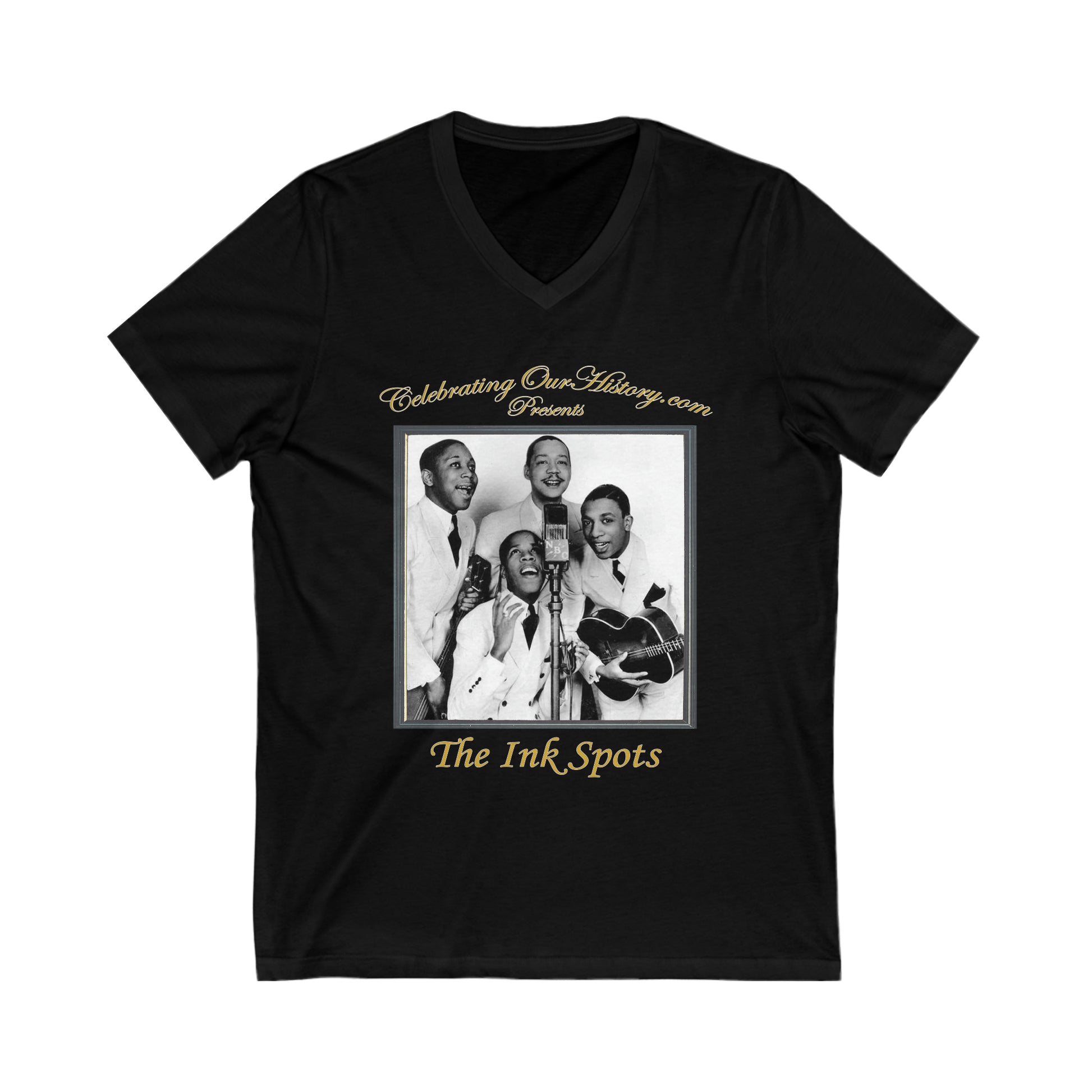 The Ink Spots - Nine Albums - Front and Back Printed Concert Style V-Neck T-Shirt