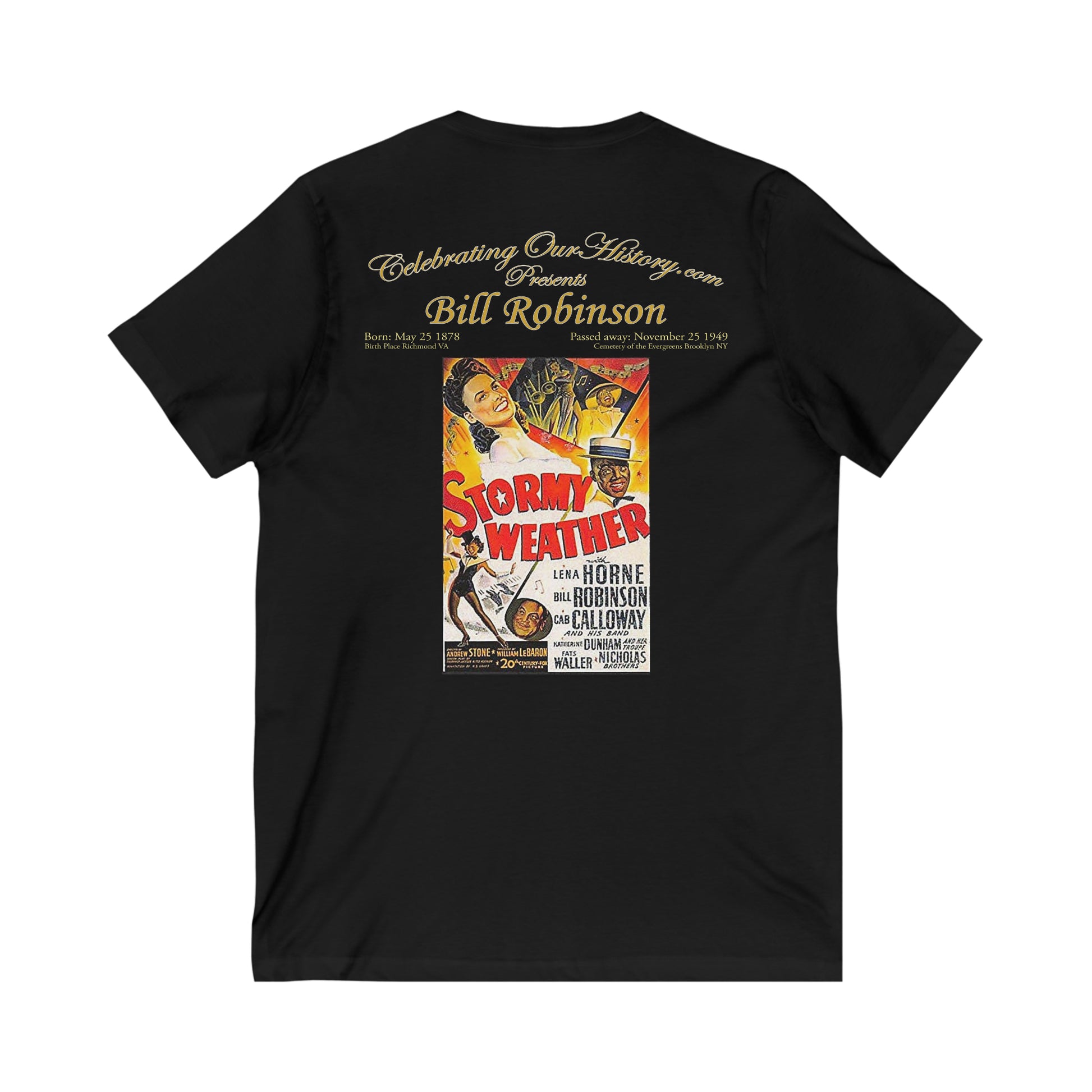 Bill Robinson - Stormy Weather (1943) v2 - Front and Back Printed Concert Style V-Neck T-Shirt