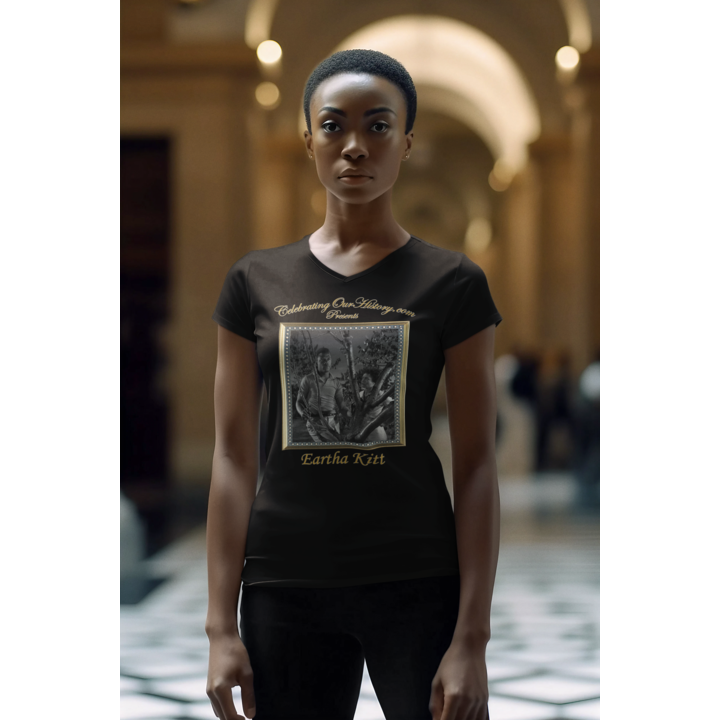 Eartha Kitt - Mark Of The Hawk (1957) - Front and Back Printed Concert Style V-Neck T-Shirt