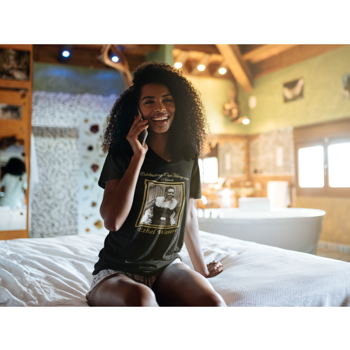 Ethel Waters - Nine Movie Posters - Front and Back Printed Concert Style V-Neck T-Shirt