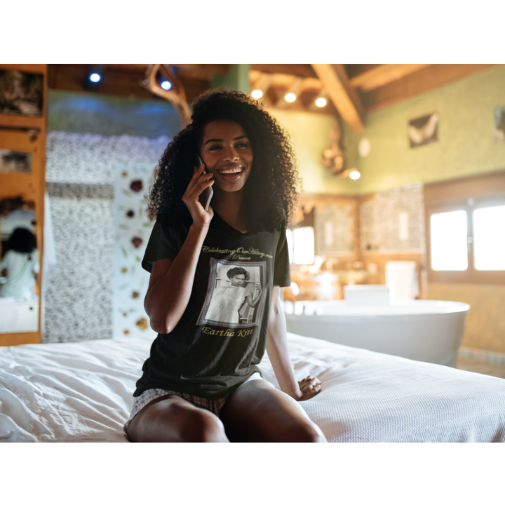 Eartha Kitt - Anna Lucasta (1958) - Front and Back Printed Concert Style V-Neck T-Shirt