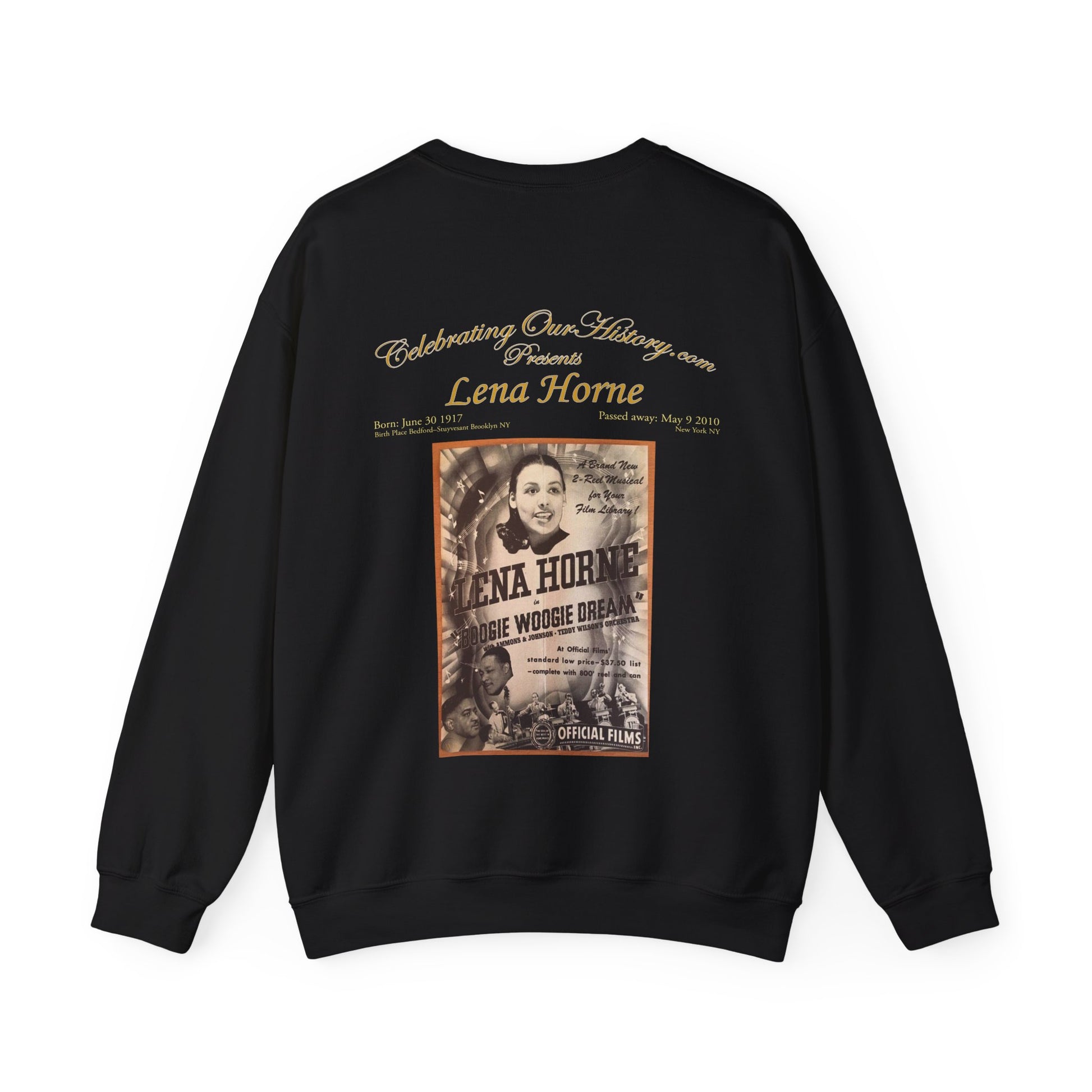 Lena Horne - Boogie Woogie Dream (1944) -  Front and Back Printed Concert Style Sweatshirt