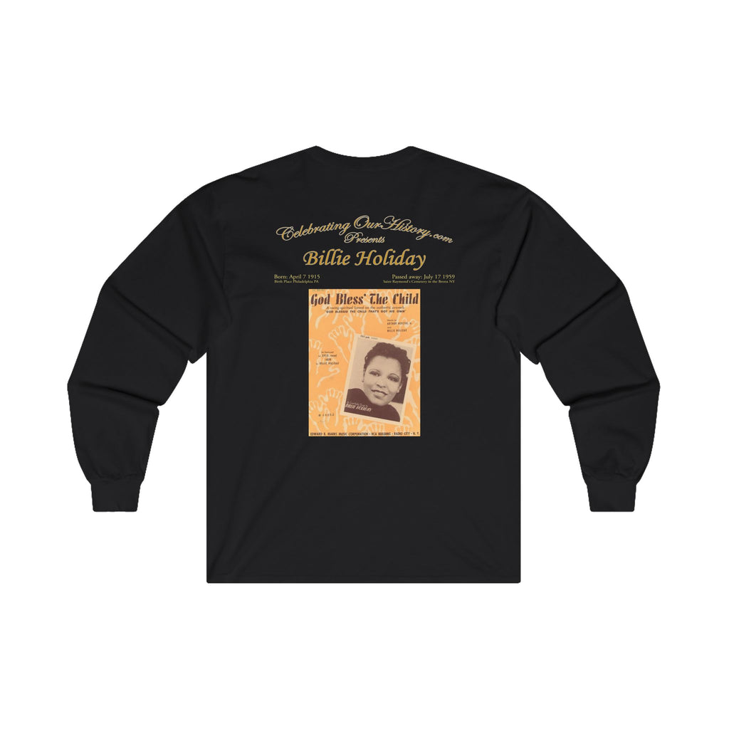 Billie Holiday - God Bless The Child - Front and Back Printed Concert Style Long Sleeve T-Shirt