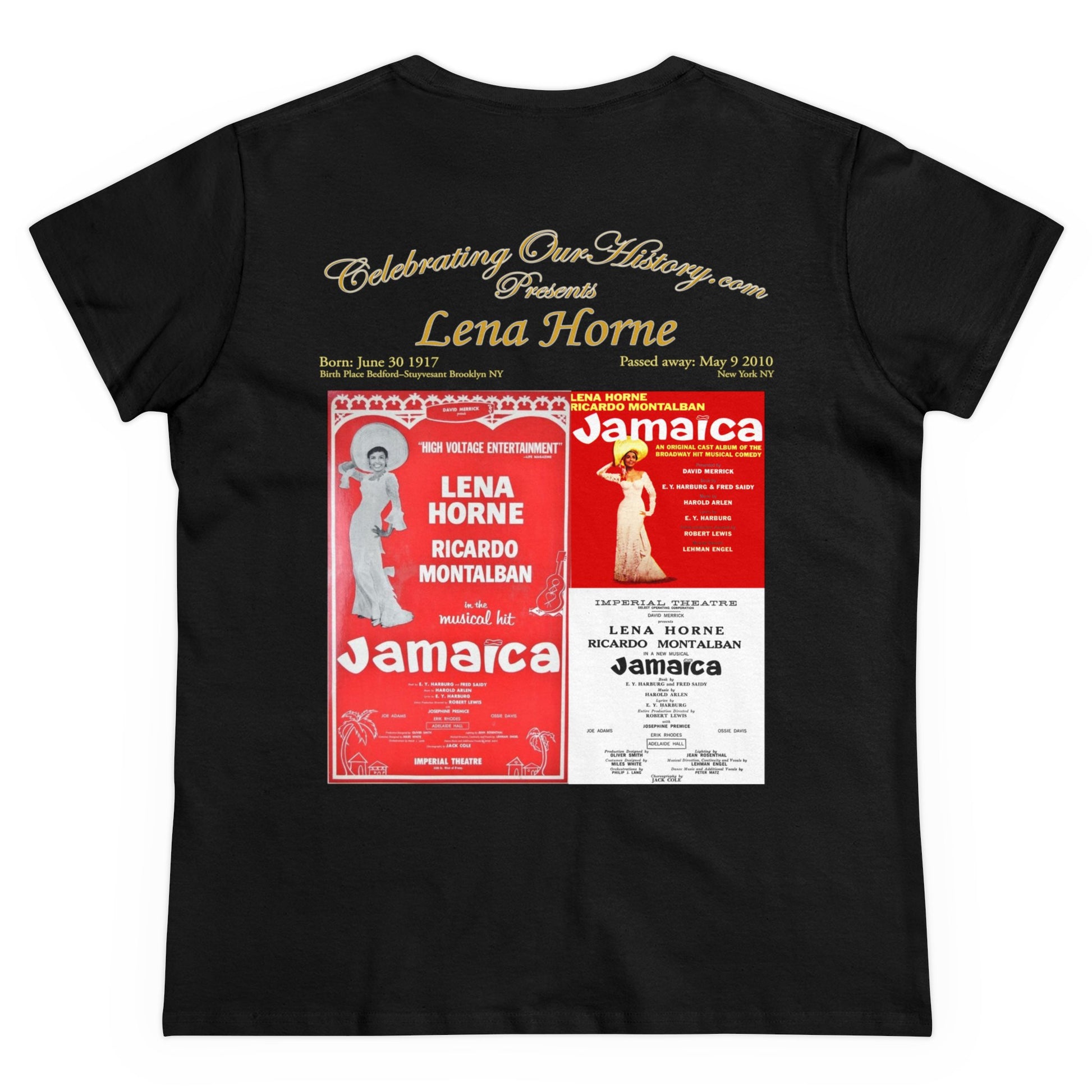 Lena Horne - Jamaica -  Front and Back Printed Concert Style Women's T-Shirt