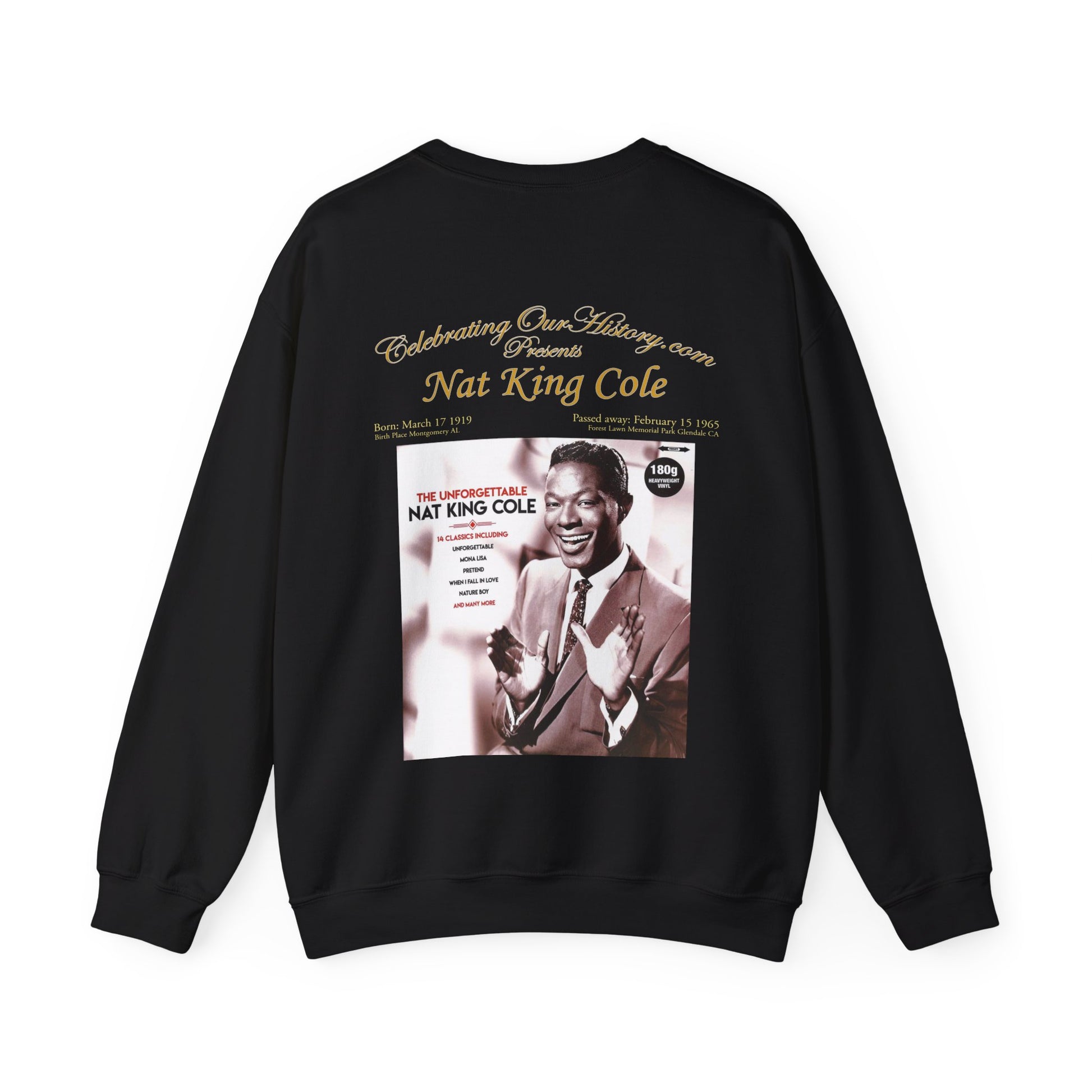 Nat King Cole - The Unforgettable Nat King Cole -  Front and Back Printed Concert Style Sweatshirt