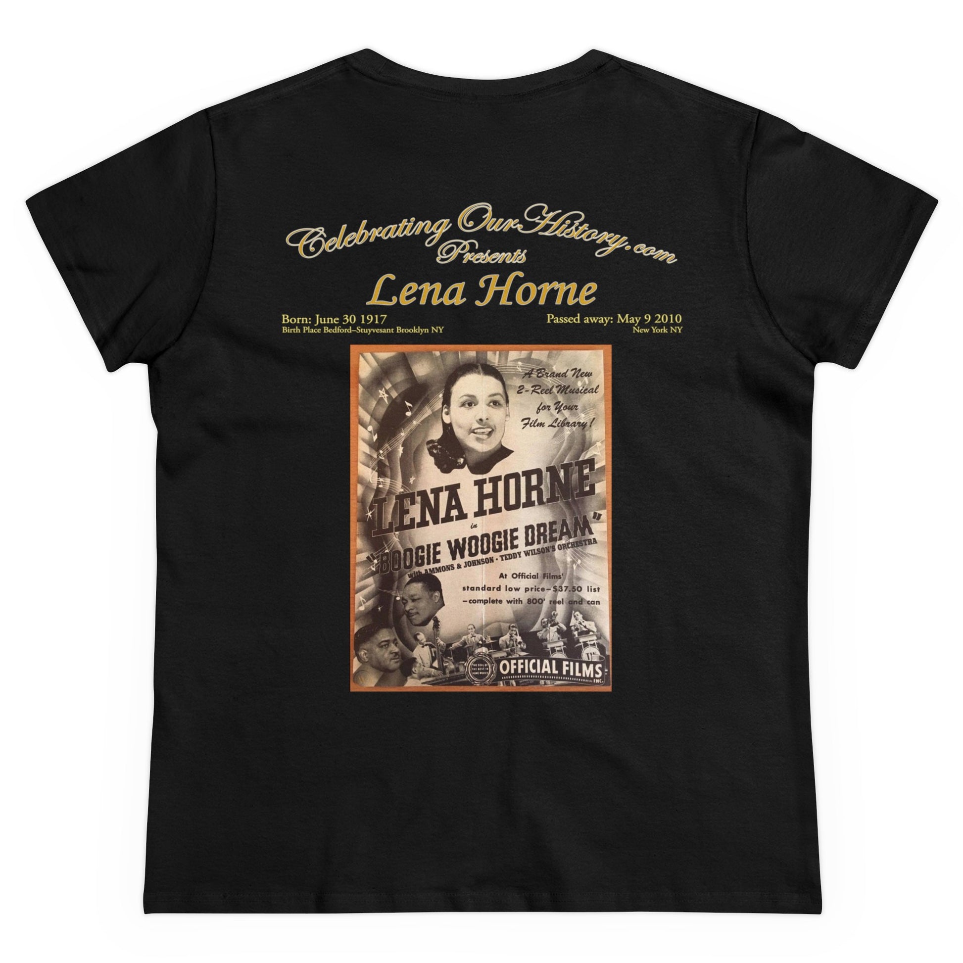 Lena Horne - Boogie Woogie Dream (1944) -  Front and Back Printed Concert Style Women's T-Shirt