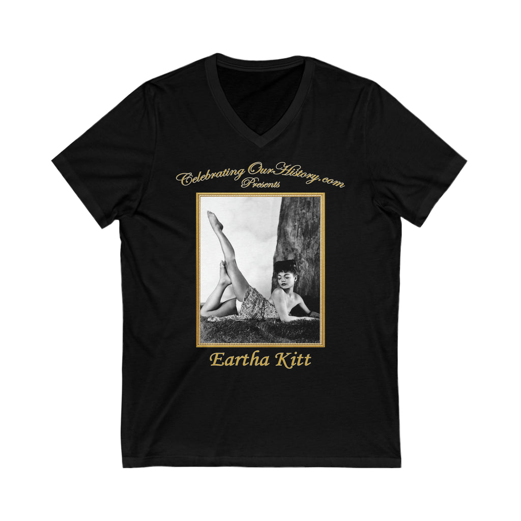Eartha Kitt - Four Magazines - Front and Back Printed Concert Style V-Neck T-Shirt