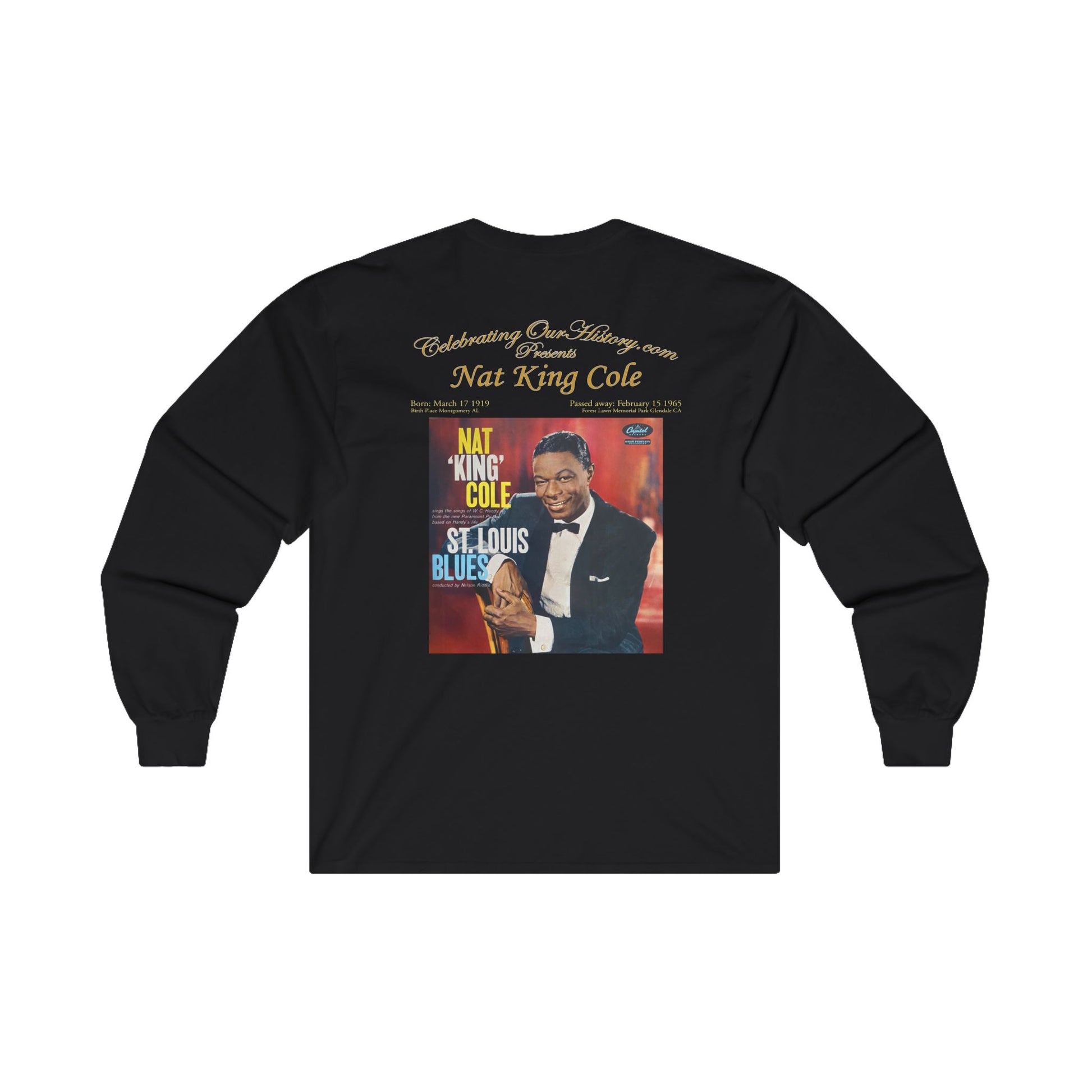Nat King Cole - St. Louis Blues (1958) Album - Front and Back Printed Concert Style Long Sleeve T-Shirt