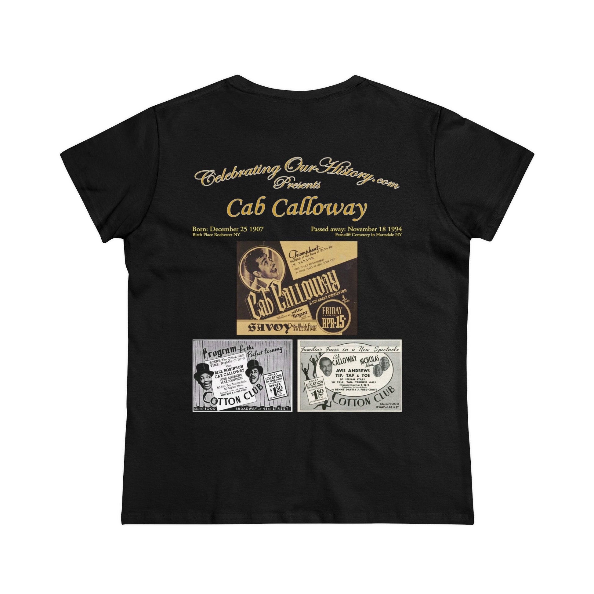 Cab Calloway - Three Program Posters -  Front and Back Printed Concert Style Women's T-Shirt