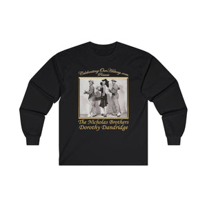 The Nicholas Brothers and Dorothy Dandridge - Sun Valley Serenade (1941) v2 - Front and Back Printed Concert Style Long Sleeve T-Shirt