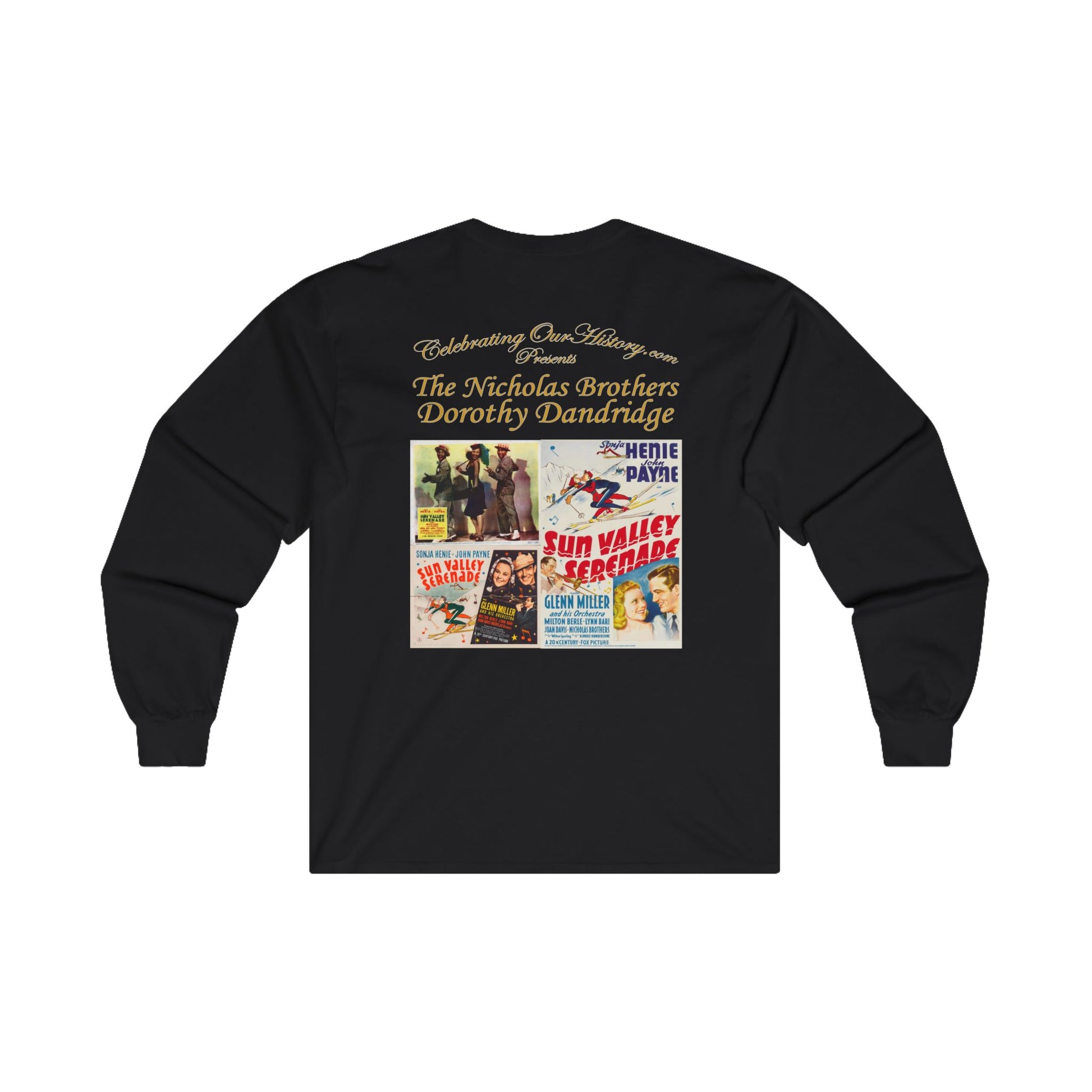 The Nicholas Brothers and Dorothy Dandridge - Sun Valley Serenade (1941) v2 - Front and Back Printed Concert Style Long Sleeve T-Shirt