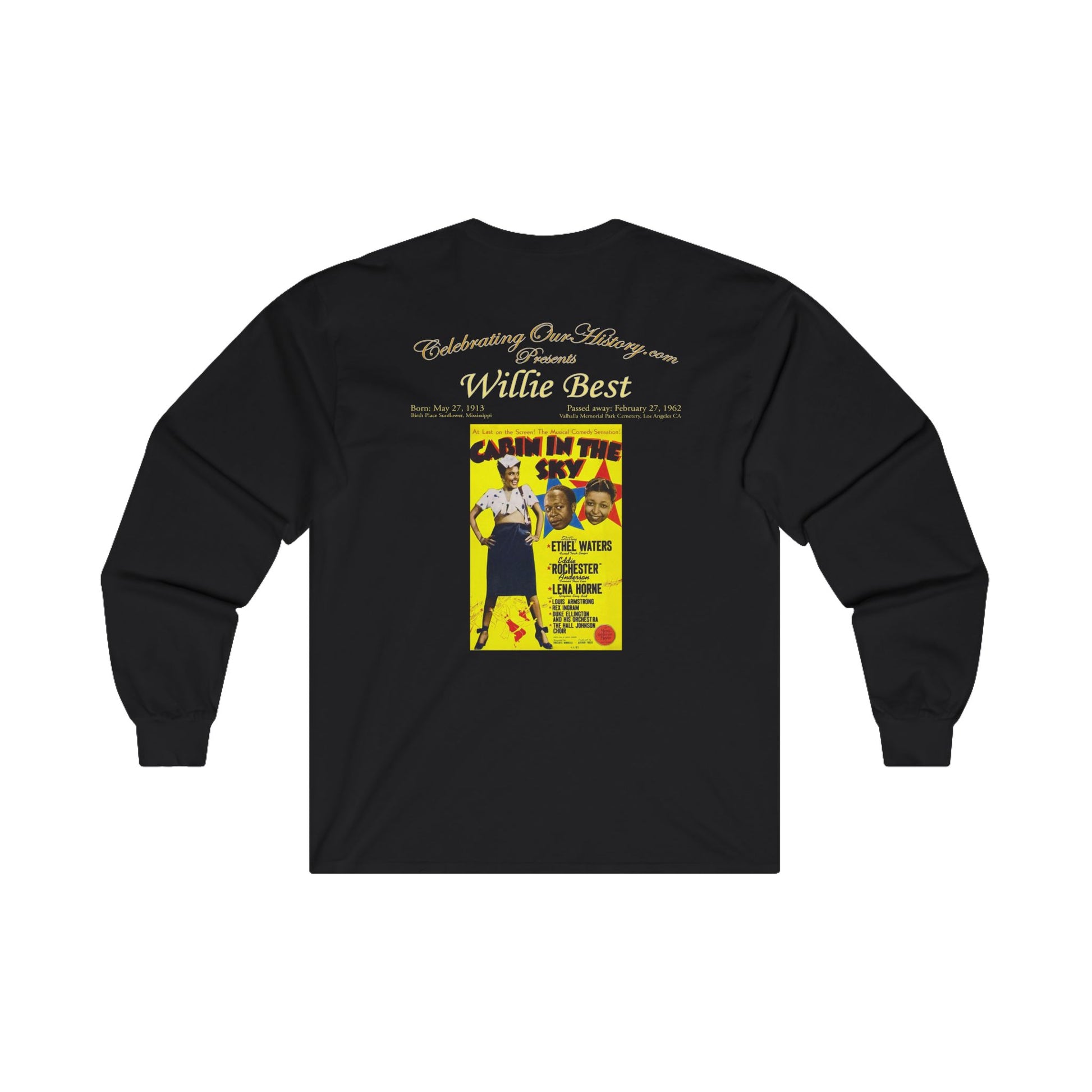 Willie Best - Cabin in the Sky (1943) - Front and Back Printed Concert Style Long Sleeve T-Shirt