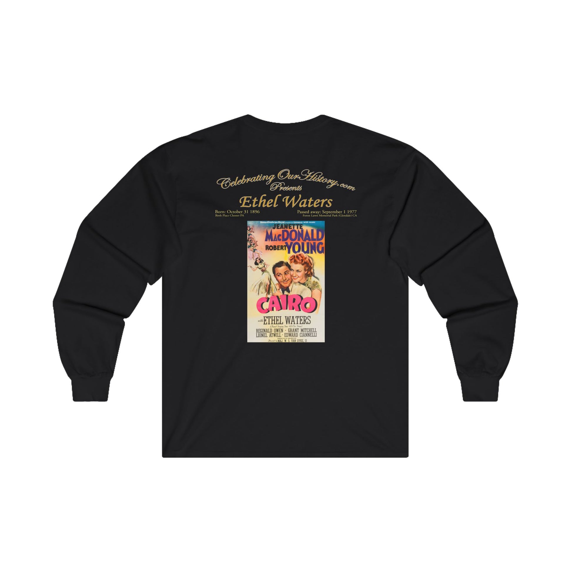 Ethel Waters - Cairo (1942) - Front and Back Printed Concert Style Long Sleeve T-Shirt