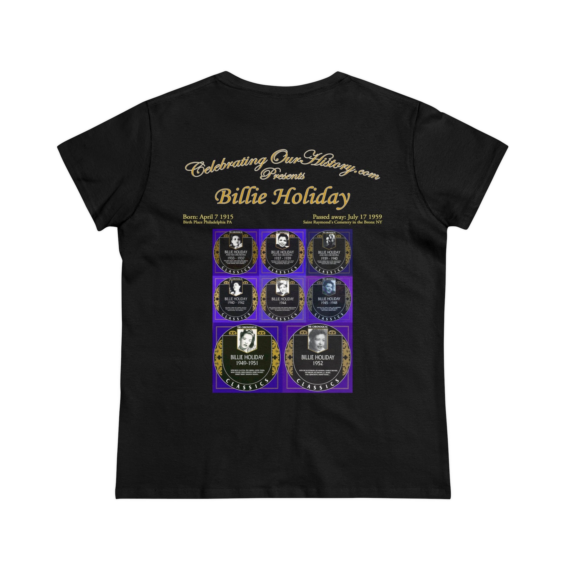 Billie Holiday - Billie Holiday Classics -  Front and Back Printed Concert Style Women's T-Shirt