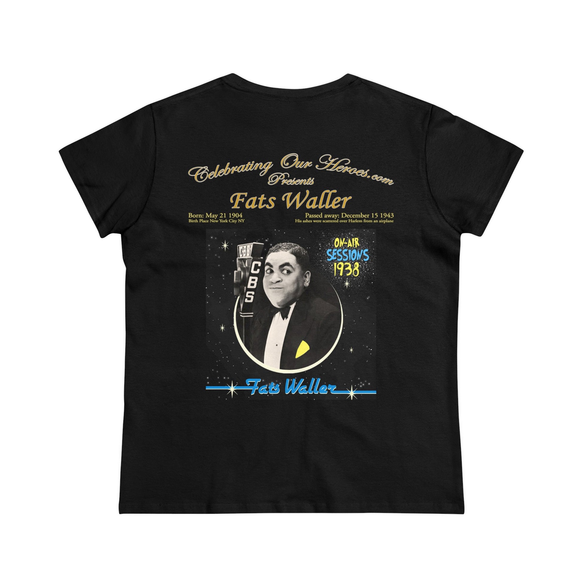 Fats Waller - On-Air Sessions 1938 -  Front and Back Printed Concert Style Women's T-Shirt