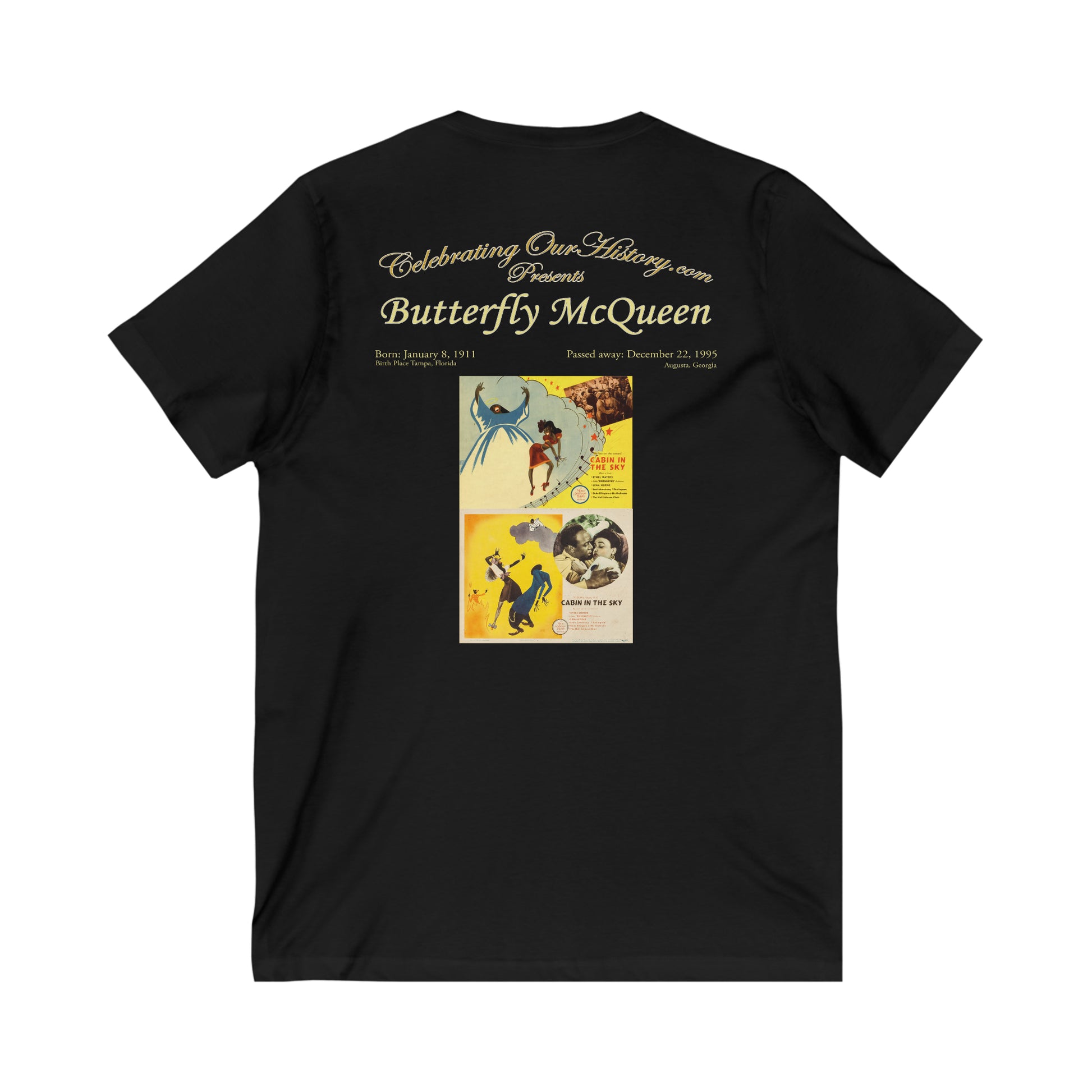 Butterfly McQueen - Cabin in the Sky (1943) - Front and Back Printed Concert Style V-Neck T-Shirt