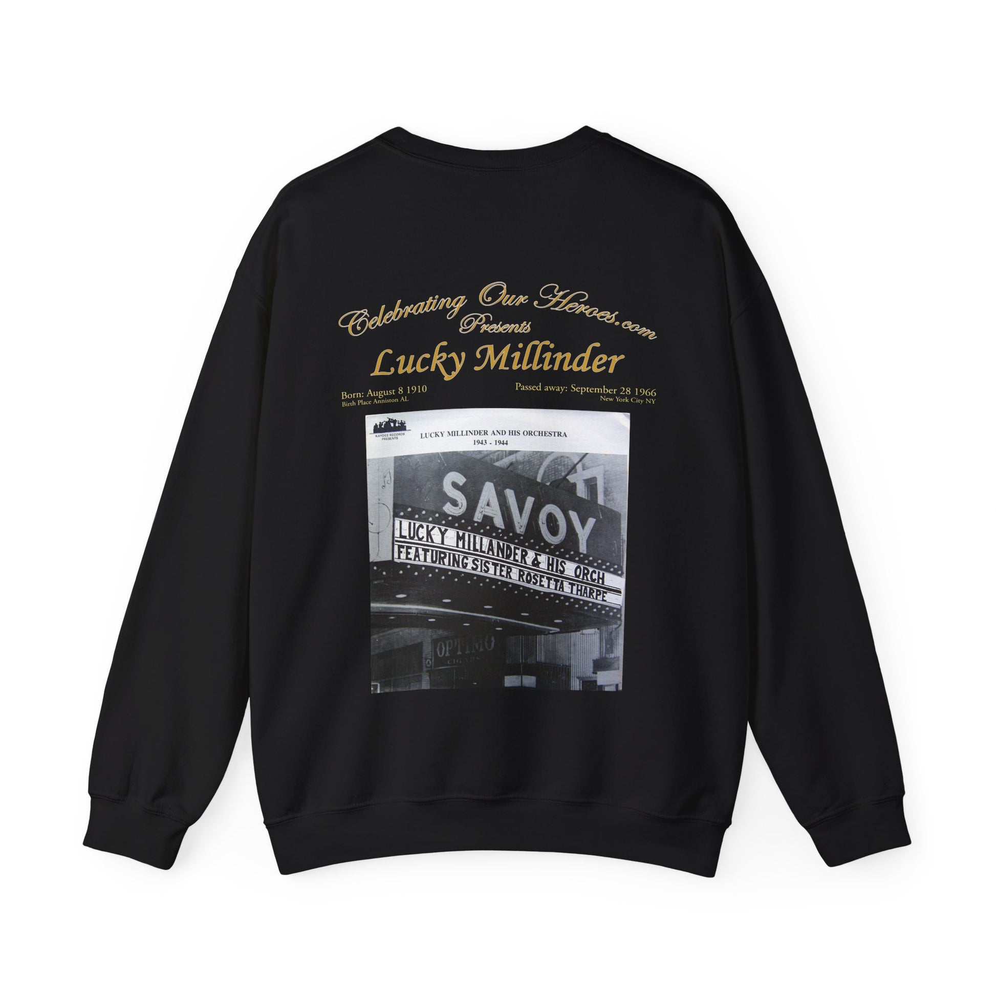 Lucky Millinder - Savoy -  Front and Back Printed Concert Style Sweatshirt