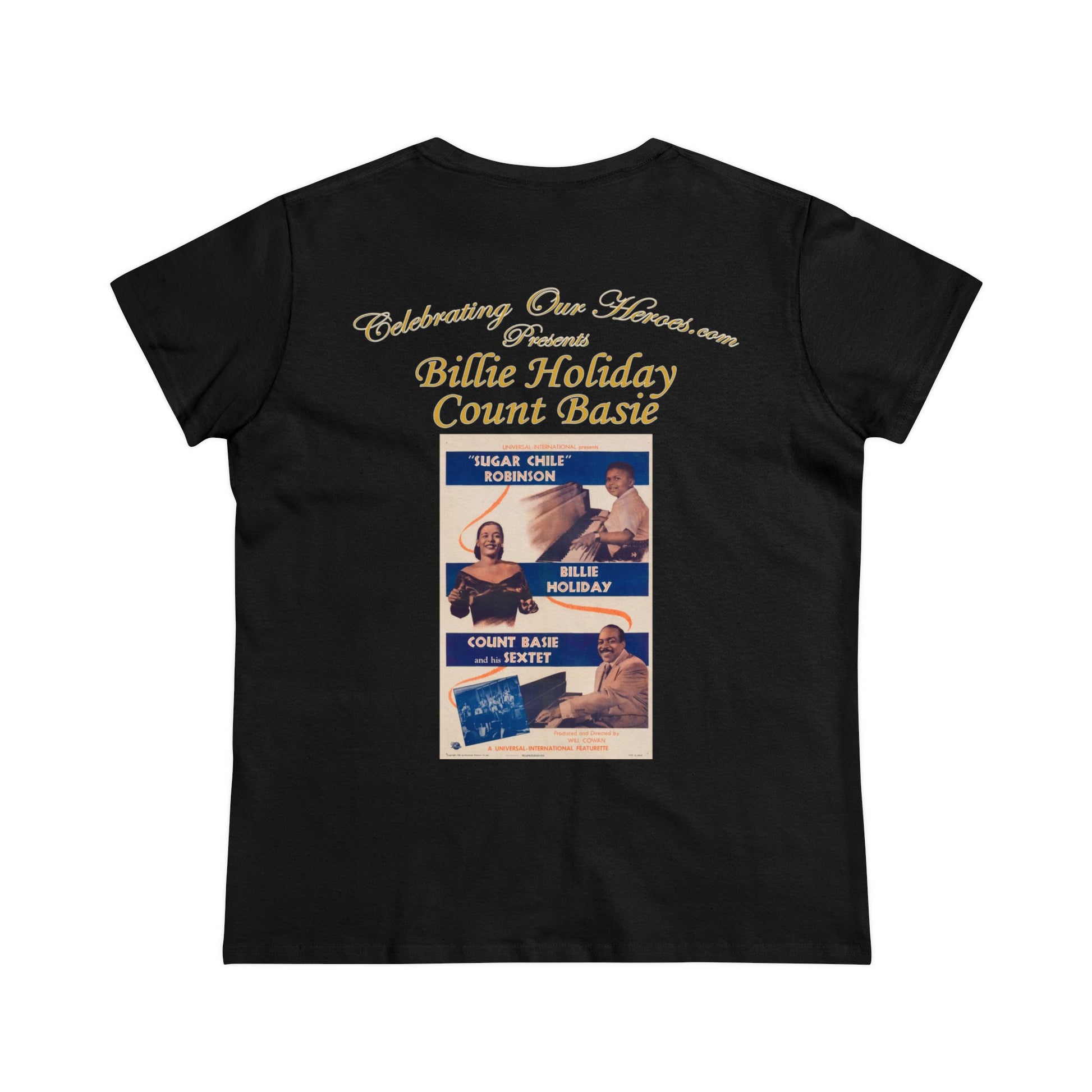 Billie Holiday And Count Basie - Billie Holiday And Count Basie -  Front and Back Printed Concert Style Women's T-Shirt