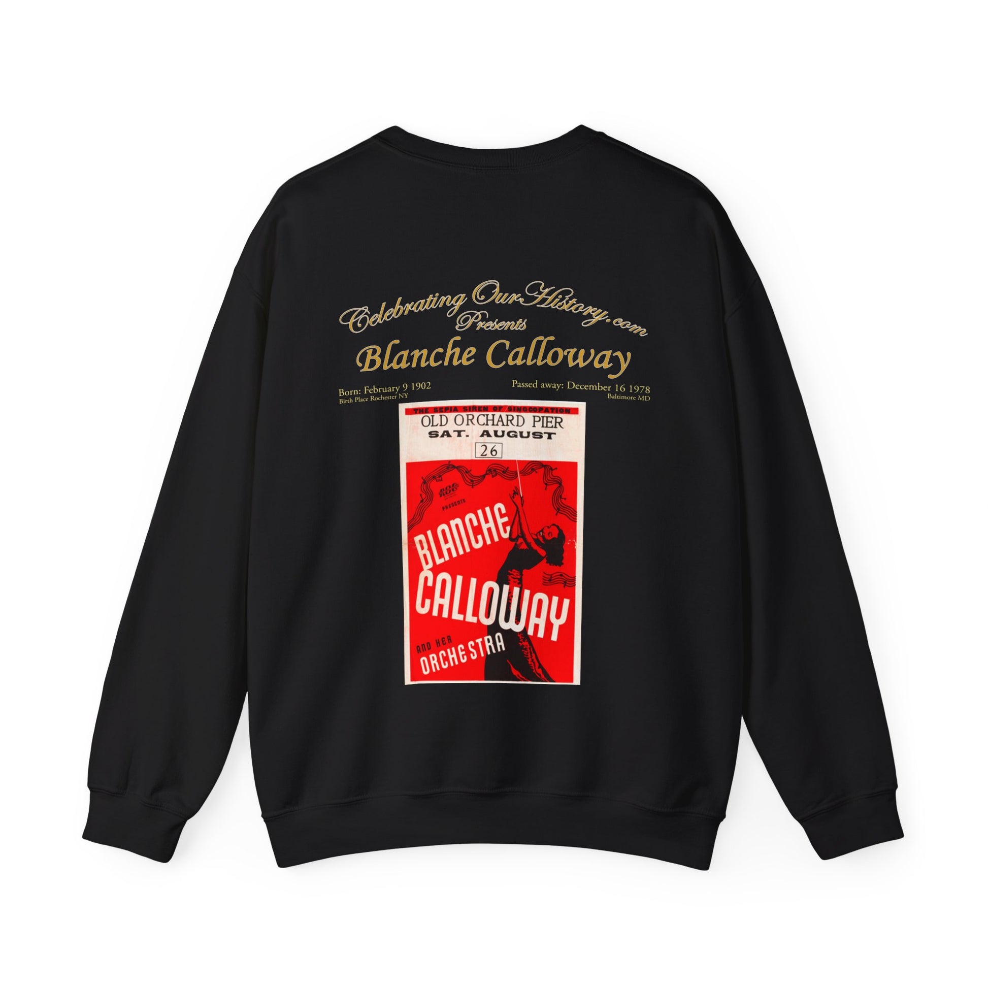 Blanche Calloway - Old Orchard Pier -  Front and Back Printed Concert Style Sweatshirt