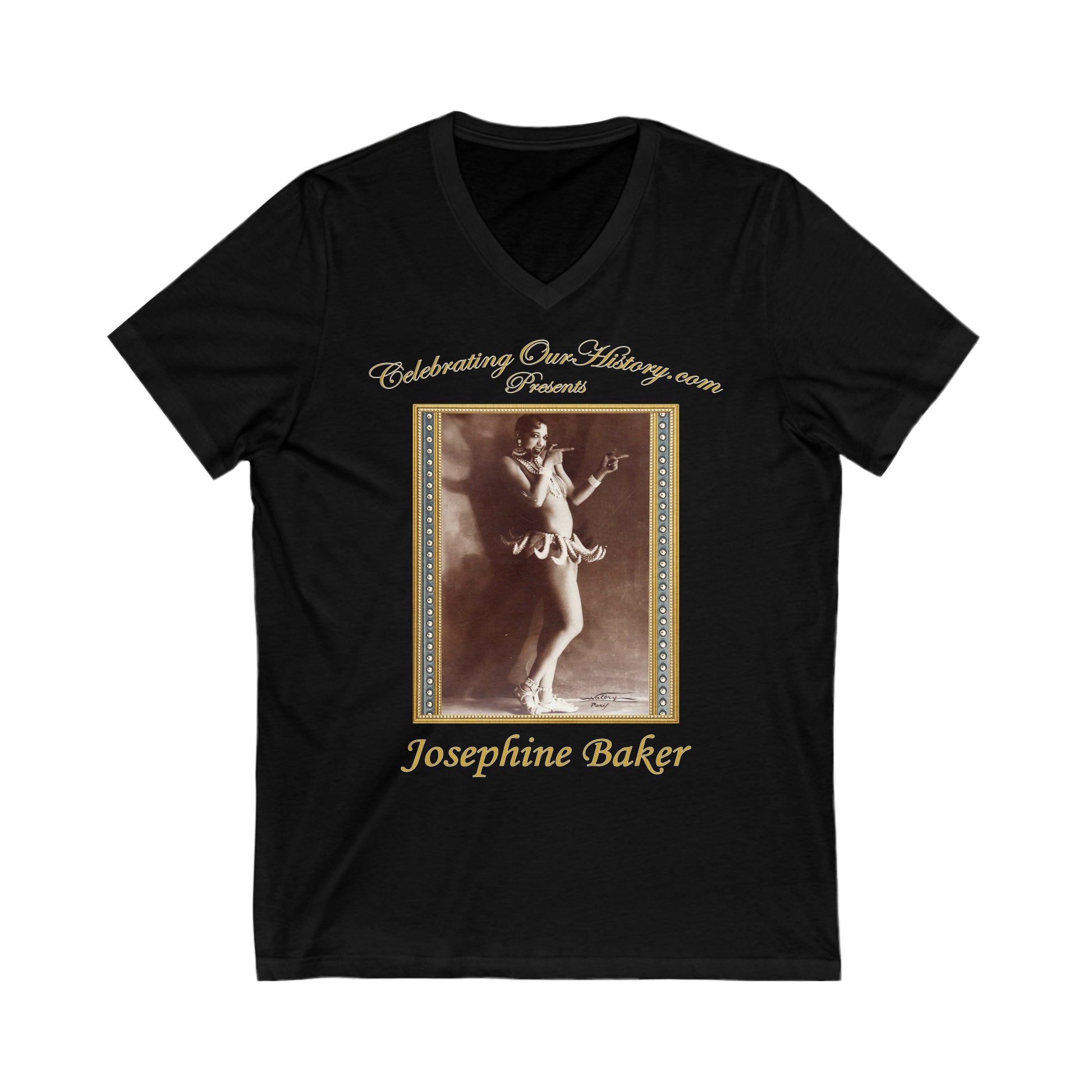 Josephine Baker - J'ai Deux Amours - Front and Back Printed Concert Style V-Neck T-Shirt