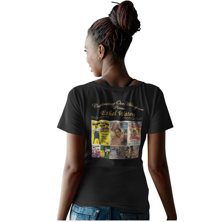 Ethel Waters - Nine Movie Posters - Front and Back Printed Concert Style V-Neck T-Shirt