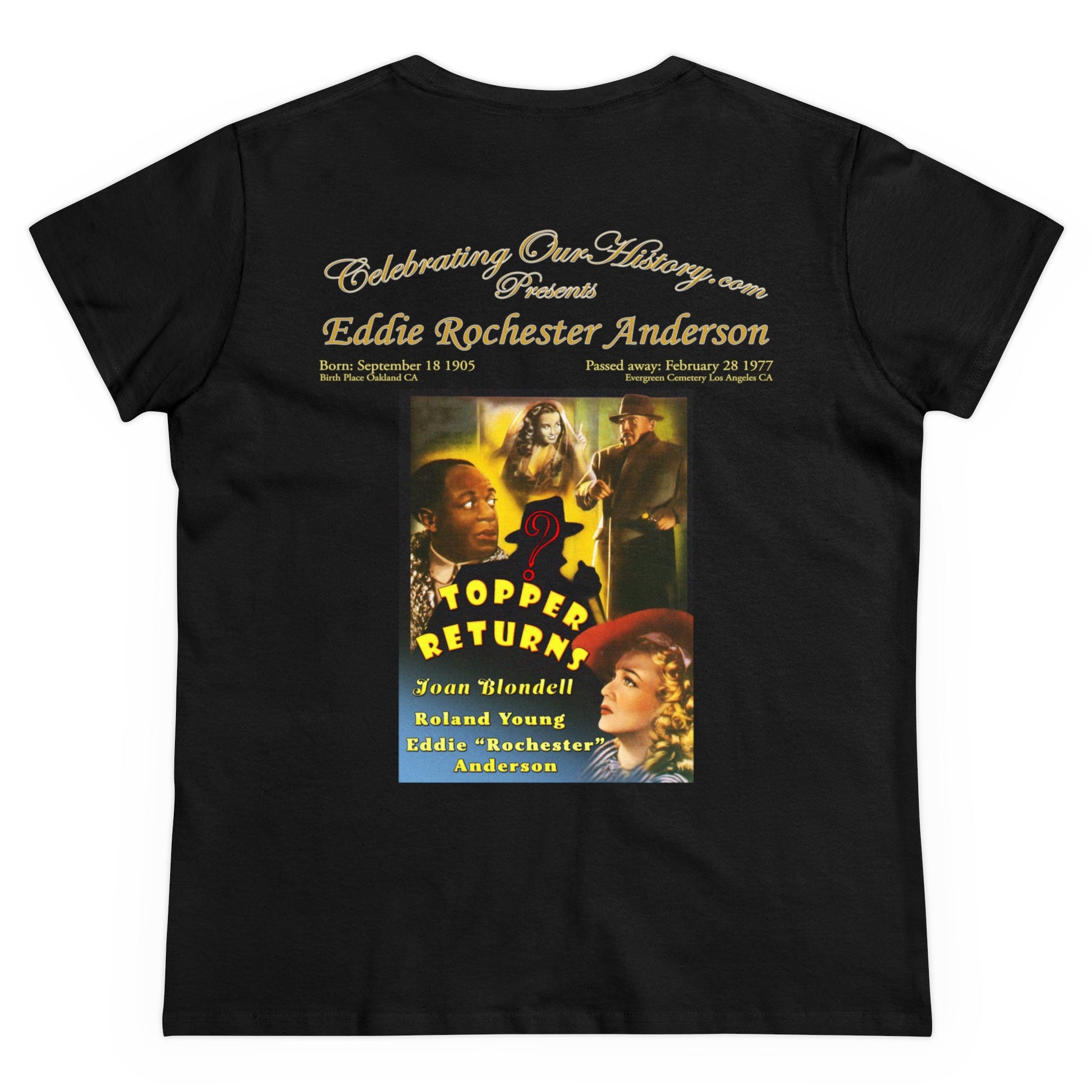 Eddie “Rochester” Anderson - Topper Returns (1941) -  Front and Back Printed Concert Style Women's T-Shirt
