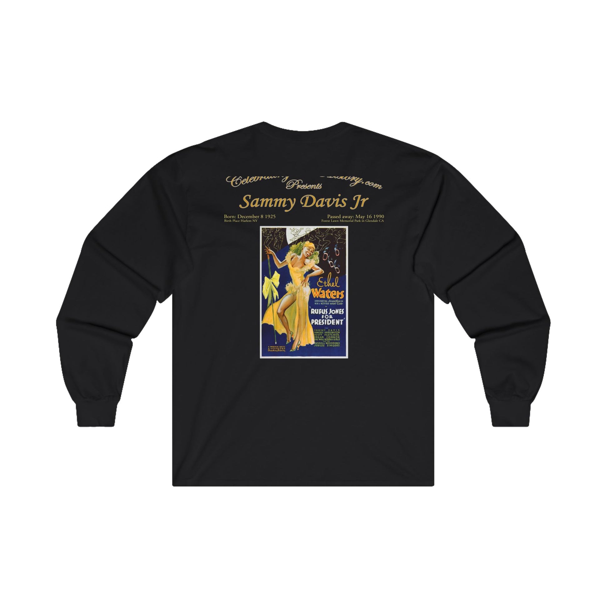 Sammy Davis Jr - Rufus Jones For President (1933) - Front and Back Printed Concert Style Long Sleeve T-Shirt