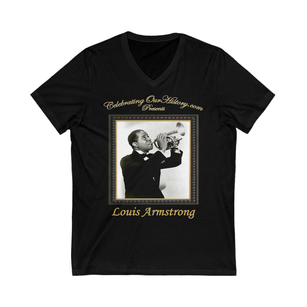 Louis Armstrong - New Orleans (1947) - Front and Back Printed Concert Style V-Neck T-Shirt