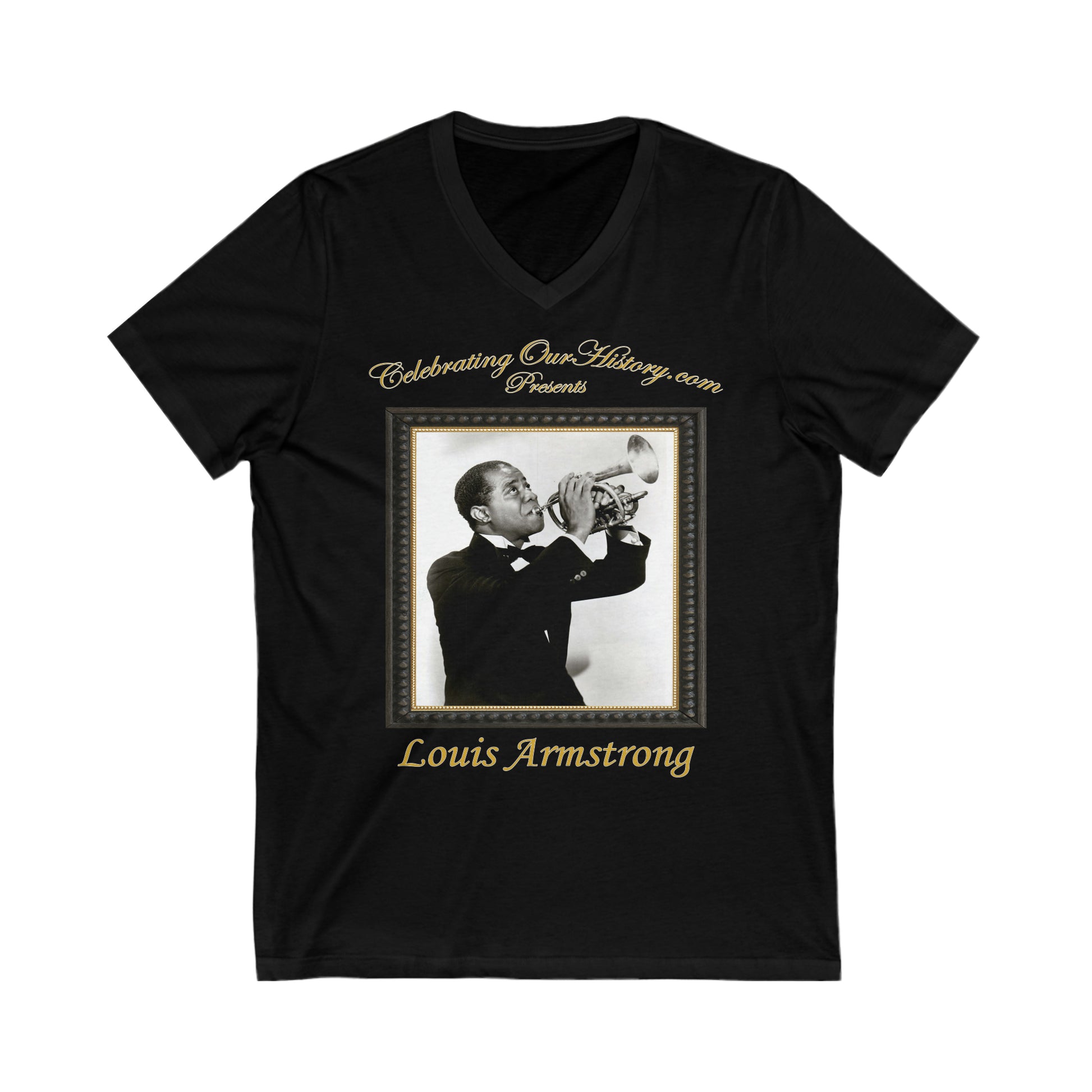 Louis Armstrong - New Orleans (1947) - Front and Back Printed Concert Style V-Neck T-Shirt