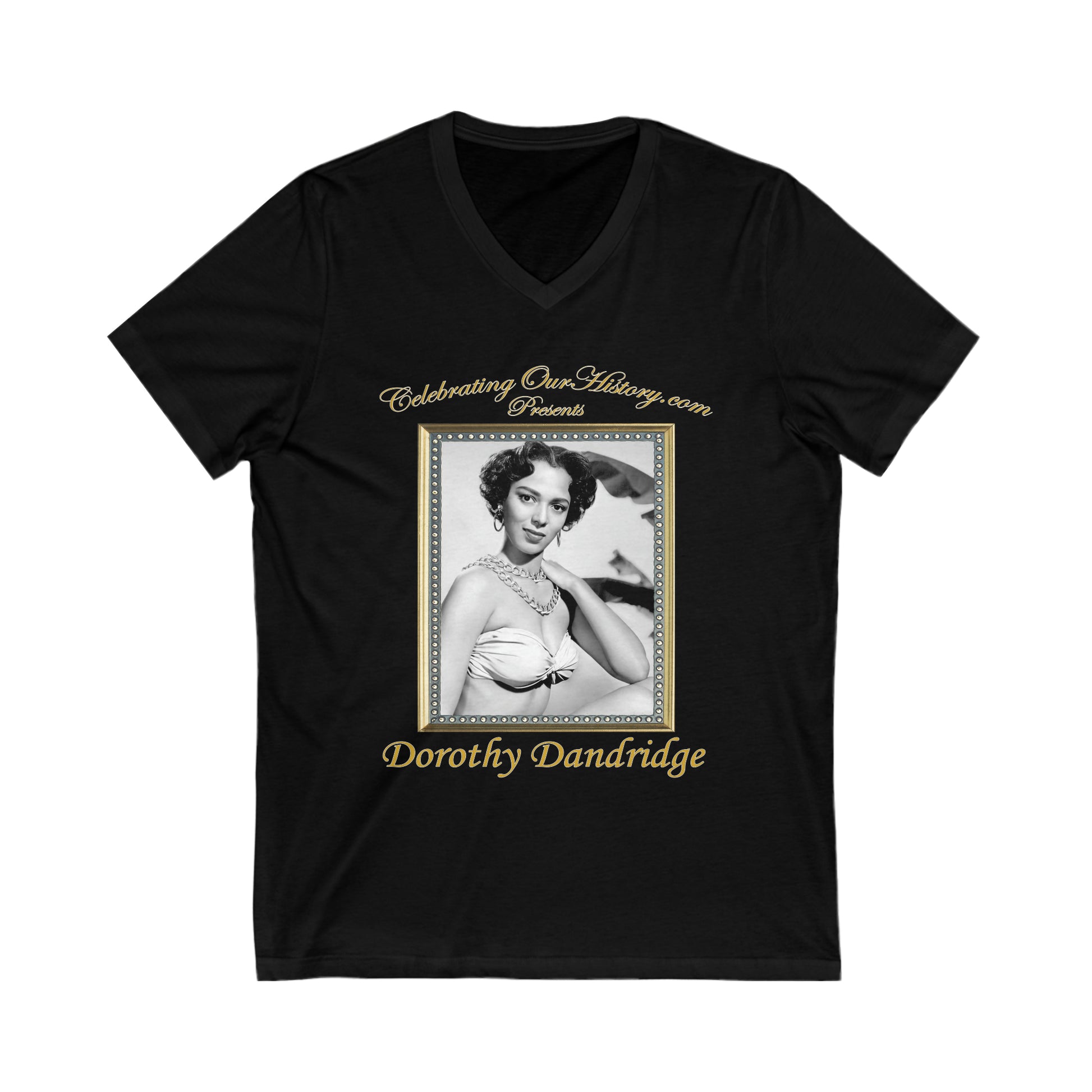 Dorothy Dandridge - Ebony Cover - Front and Back Printed Concert Style V-Neck T-Shirt