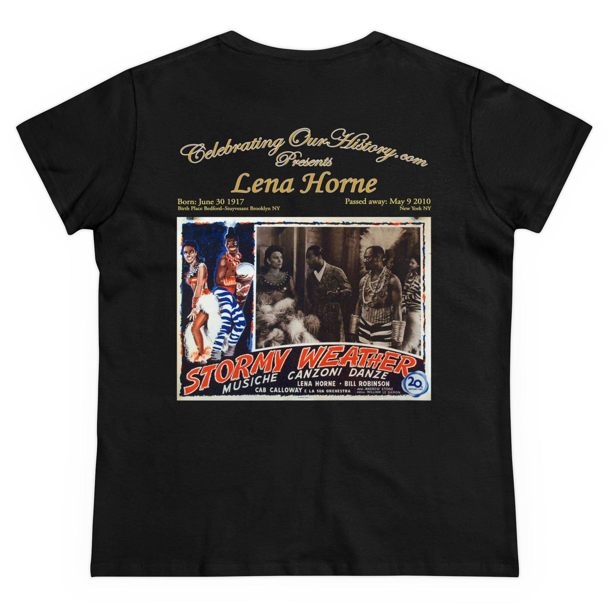 Lena Horne - Stormy Weather (1943) -  Front and Back Printed Concert Style Women's T-Shirt