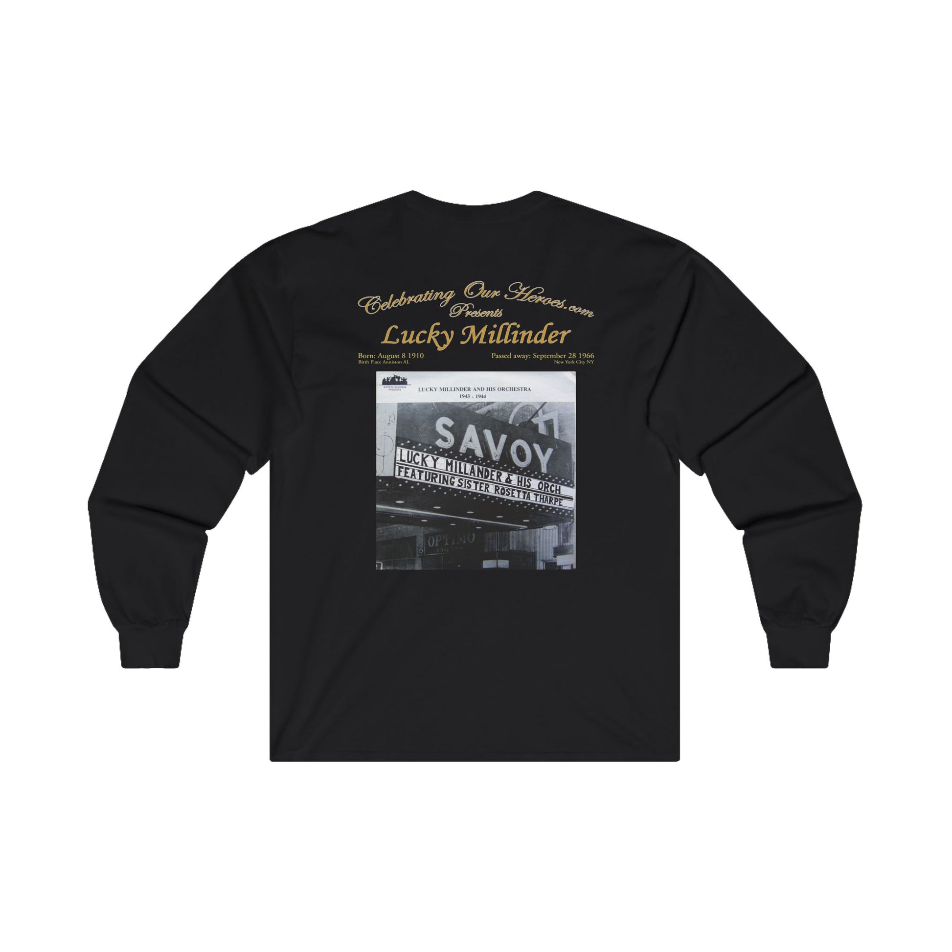 Lucky Millinder - Savoy - Front and Back Printed Concert Style Long Sleeve T-Shirt