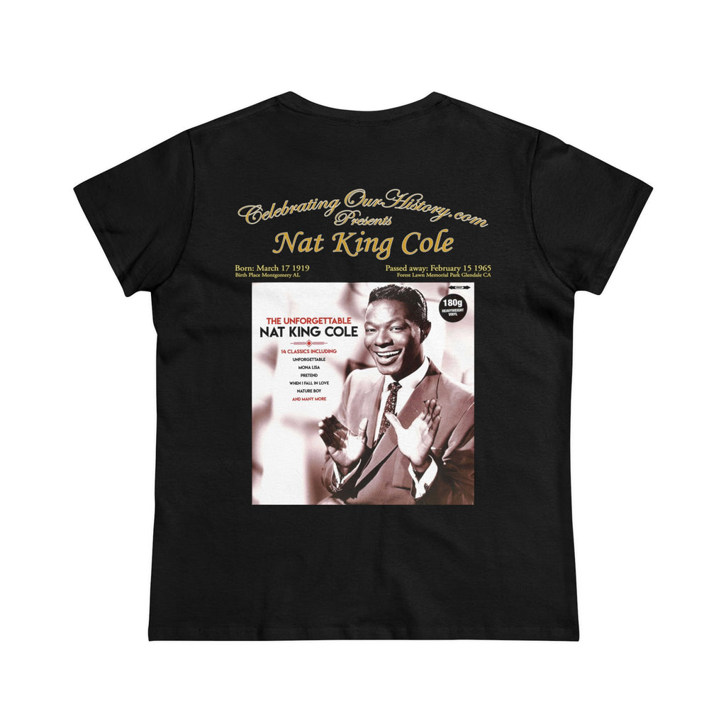 Nat King Cole - The Unforgettable Nat King Cole -  Front and Back Printed Concert Style Women's T-Shirt