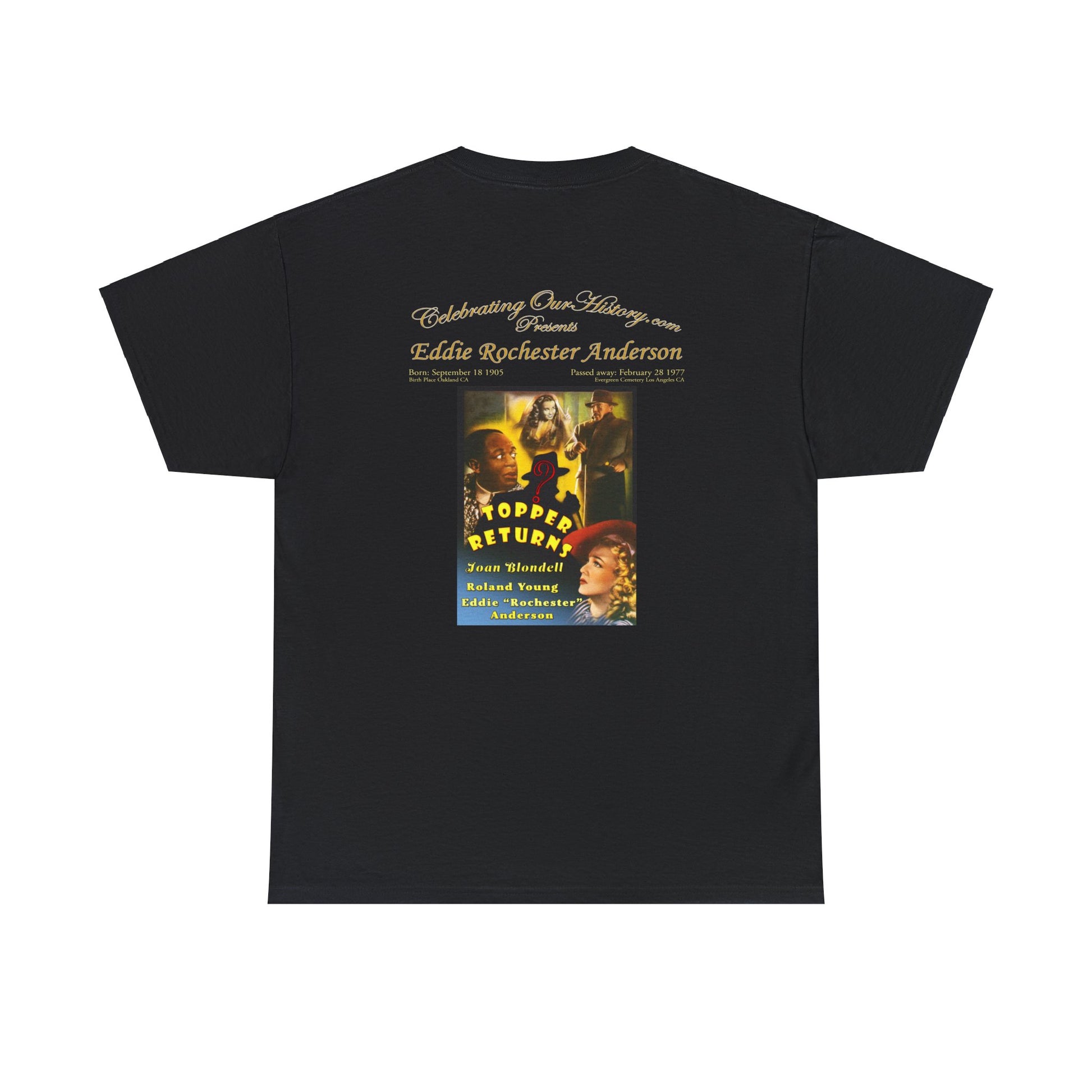 Eddie “Rochester” Anderson - Topper Returns (1941) -  Front and Back Printed Concert Style T-Shirt