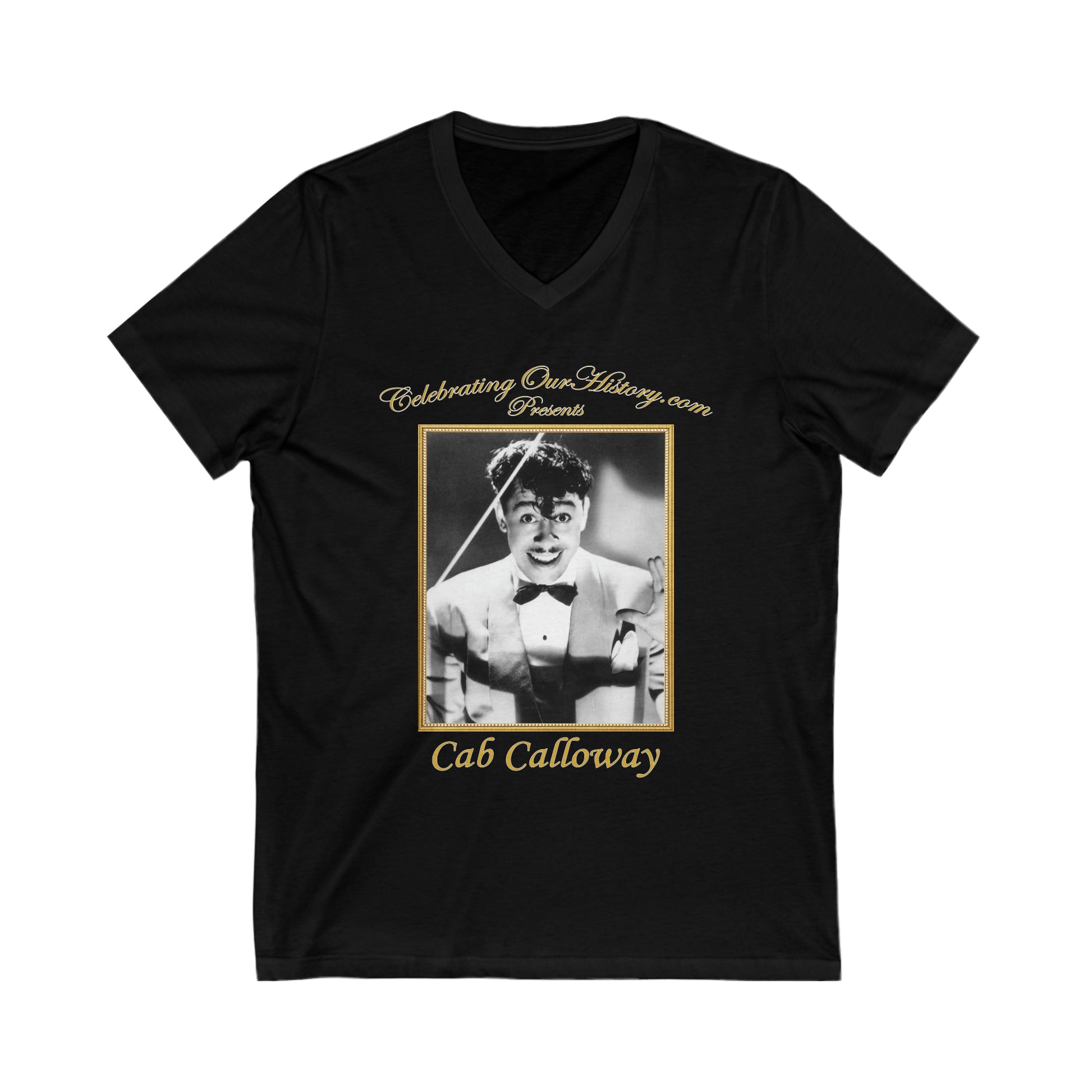 Cab Calloway - Twelve Albums - Front and Back Printed Concert Style V-Neck T-Shirt