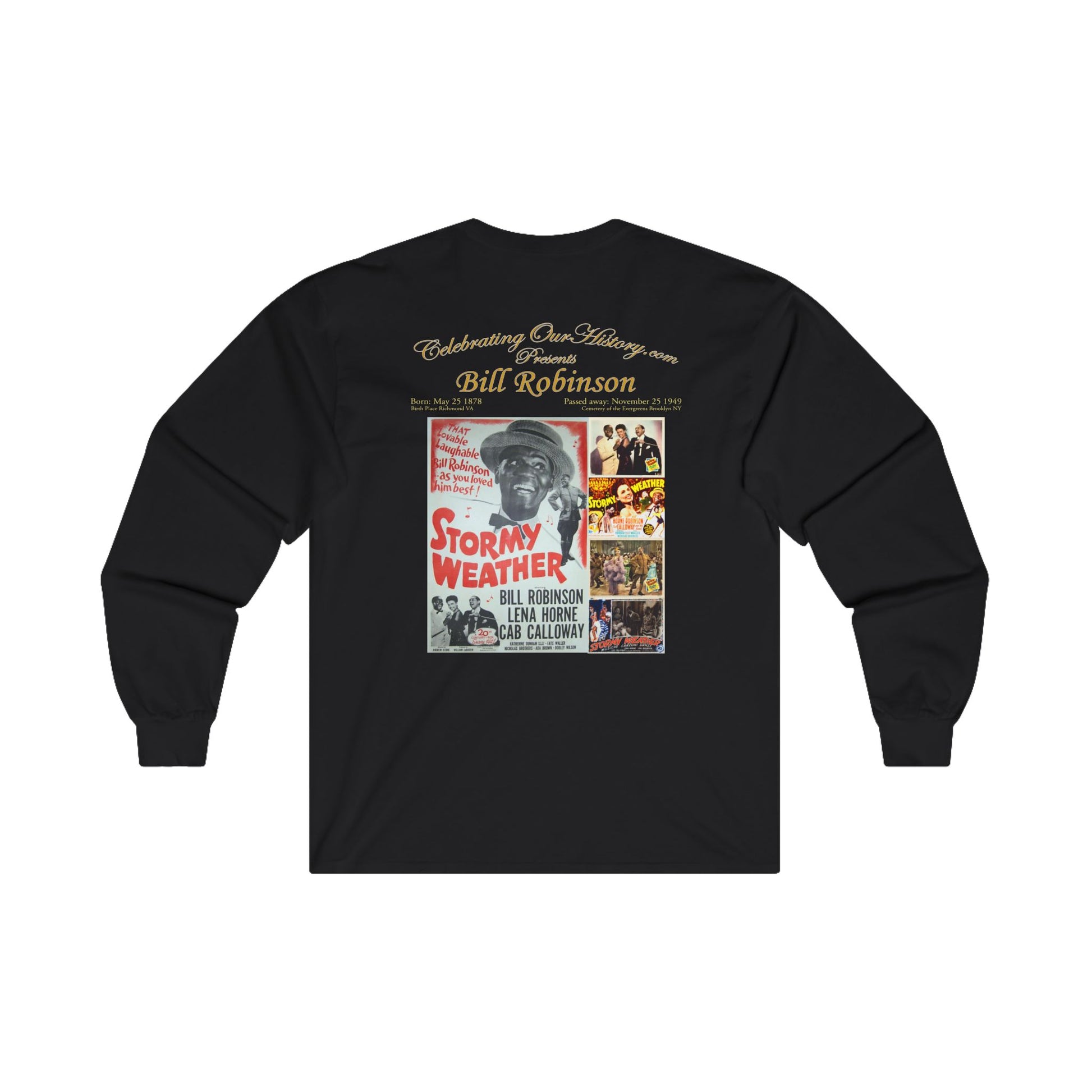 Bill Robinson - Stormy Weather (1943) - Front and Back Printed Concert Style Long Sleeve T-Shirt