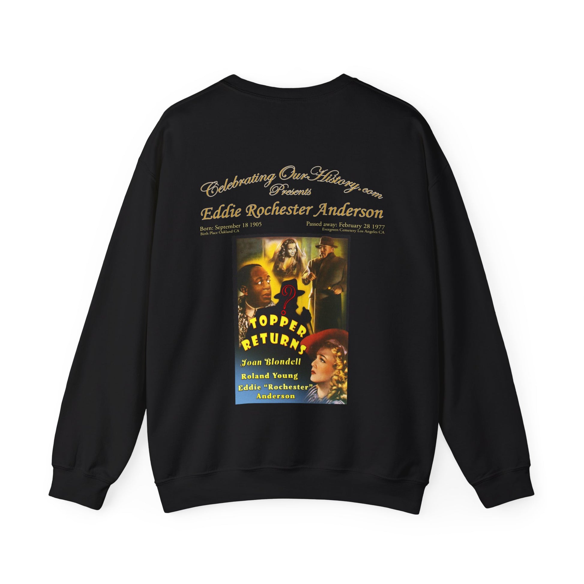 Eddie “Rochester” Anderson - Topper Returns (1941) -  Front and Back Printed Concert Style Sweatshirt