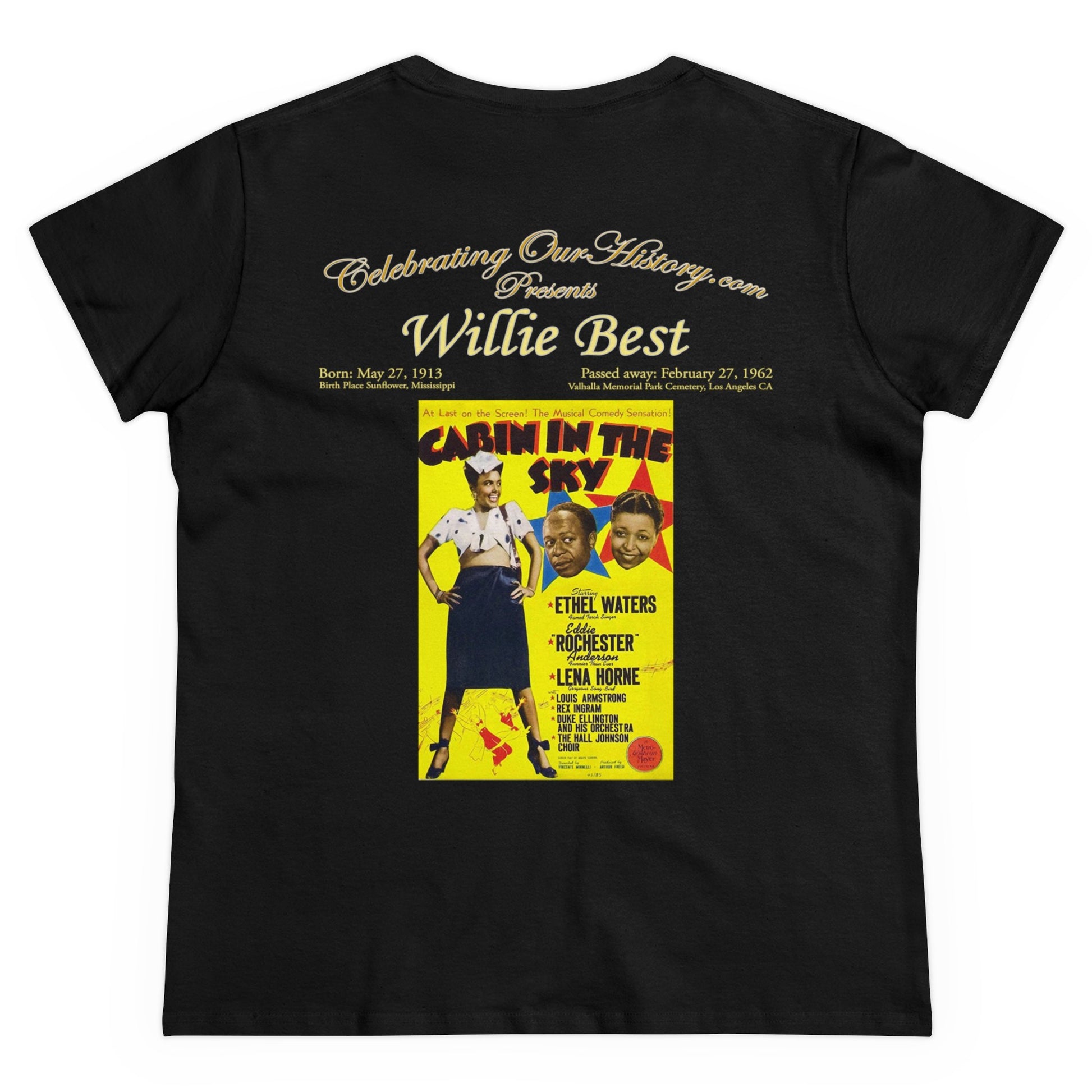 Willie Best - Cabin in the Sky (1943) -  Front and Back Printed Concert Style Women's T-Shirt