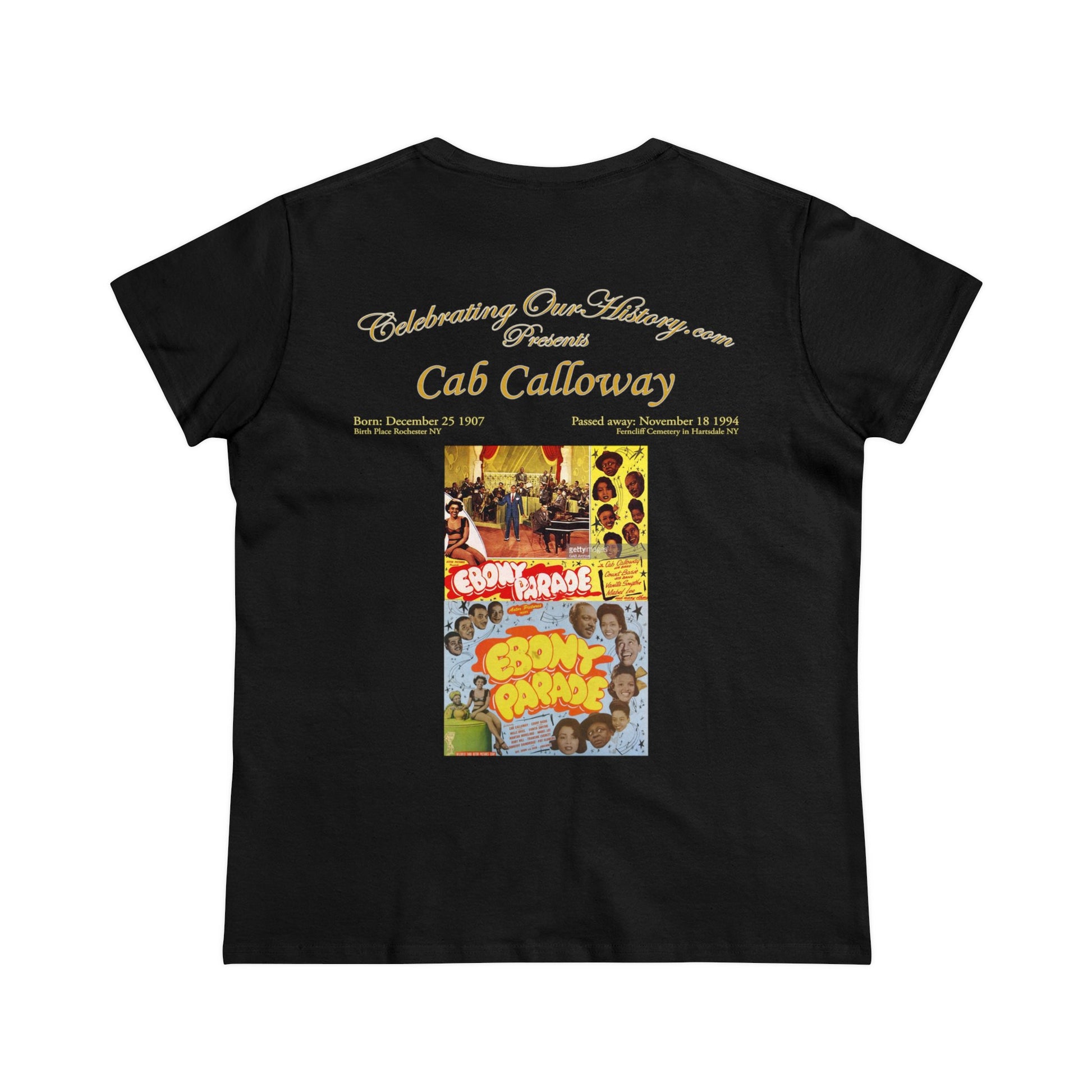 Cab Calloway - Ebony Parade (1947) -  Front and Back Printed Concert Style Women's T-Shirt