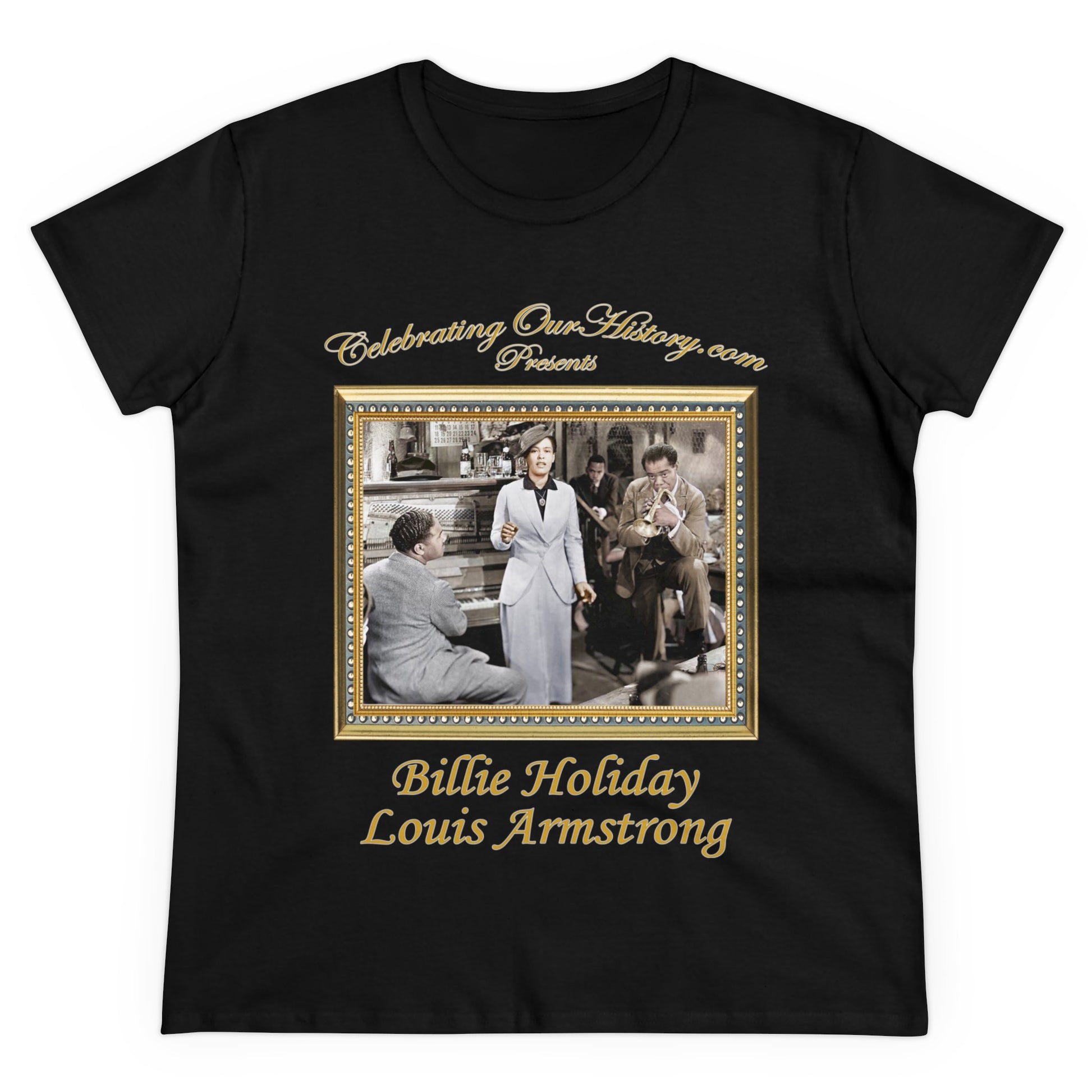 Billie Holiday and Louis Armstrong - New Orleans (1947) - Front and Back Printed Concert Style Women's T-Shirt