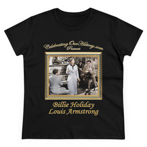 Billie Holiday and Louis Armstrong - New Orleans (1947) - Front and Back Printed Concert Style Women's T-Shirt