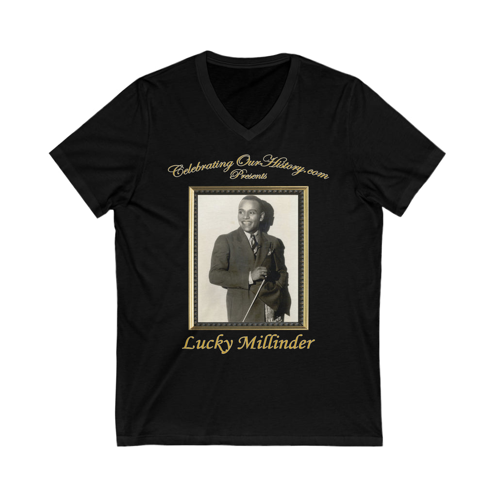 Lucky Millinder - Four Records - Front and Back Printed Concert Style V-Neck T-Shirt