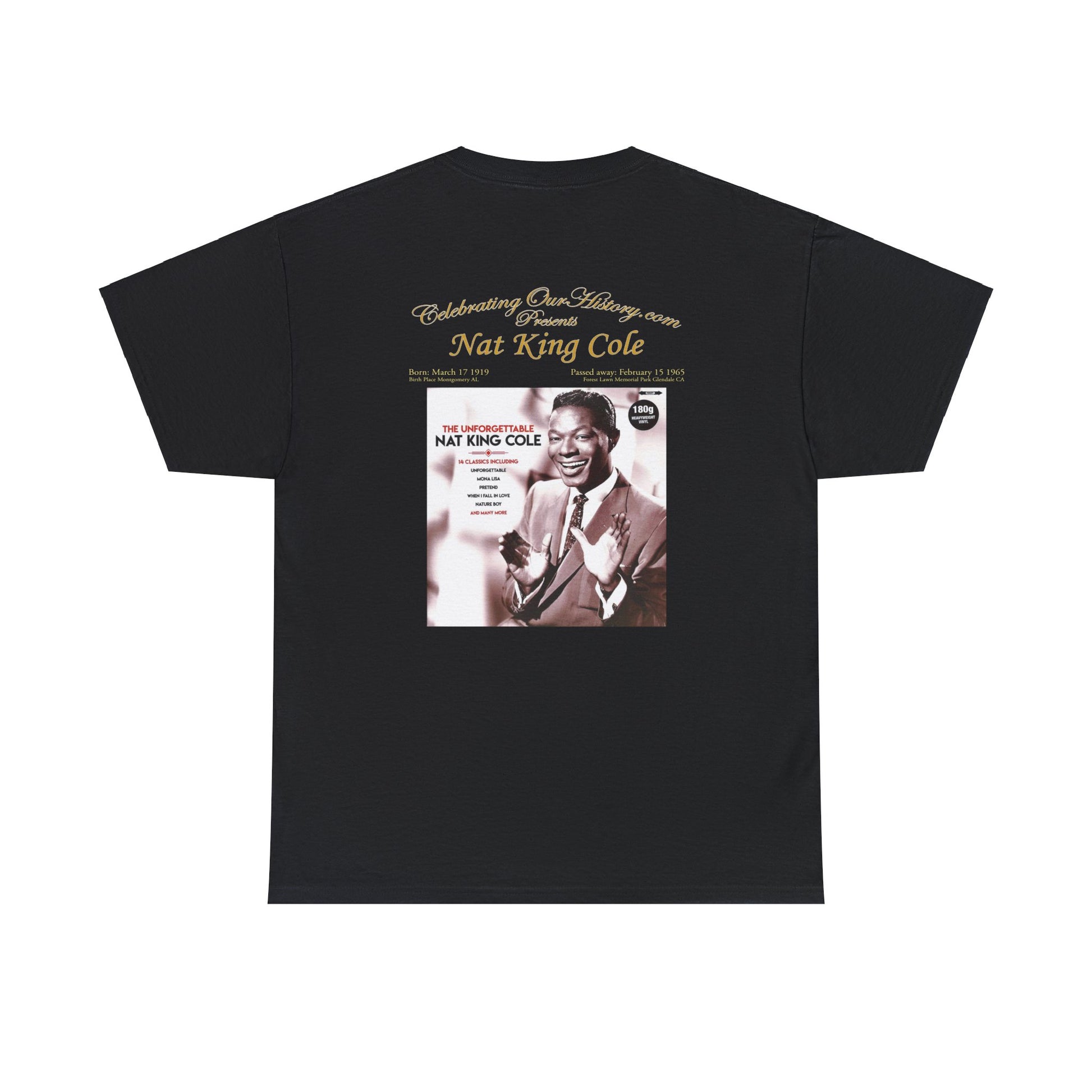 Nat King Cole - The Unforgettable Nat King Cole -  Front and Back Printed Concert Style T-Shirt